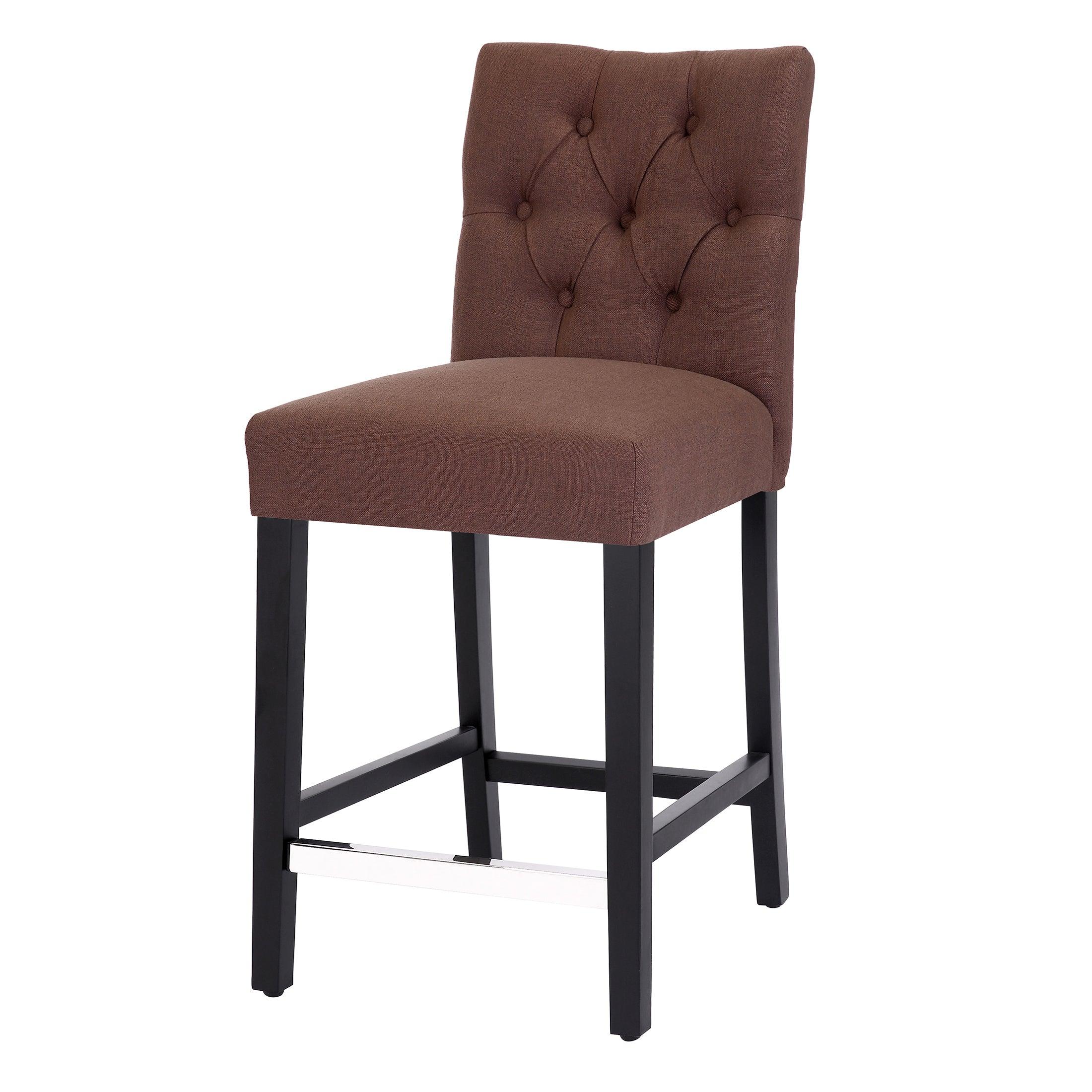 Jameson 24" Linen Fabric Tufted Upholstered Bar Stool Black - Costaelm