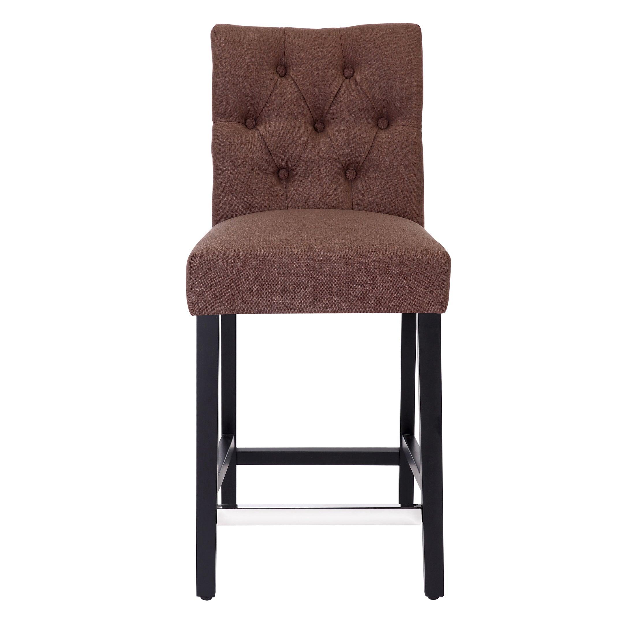 Jameson 24" Linen Fabric Tufted Upholstered Bar Stool Black - Costaelm