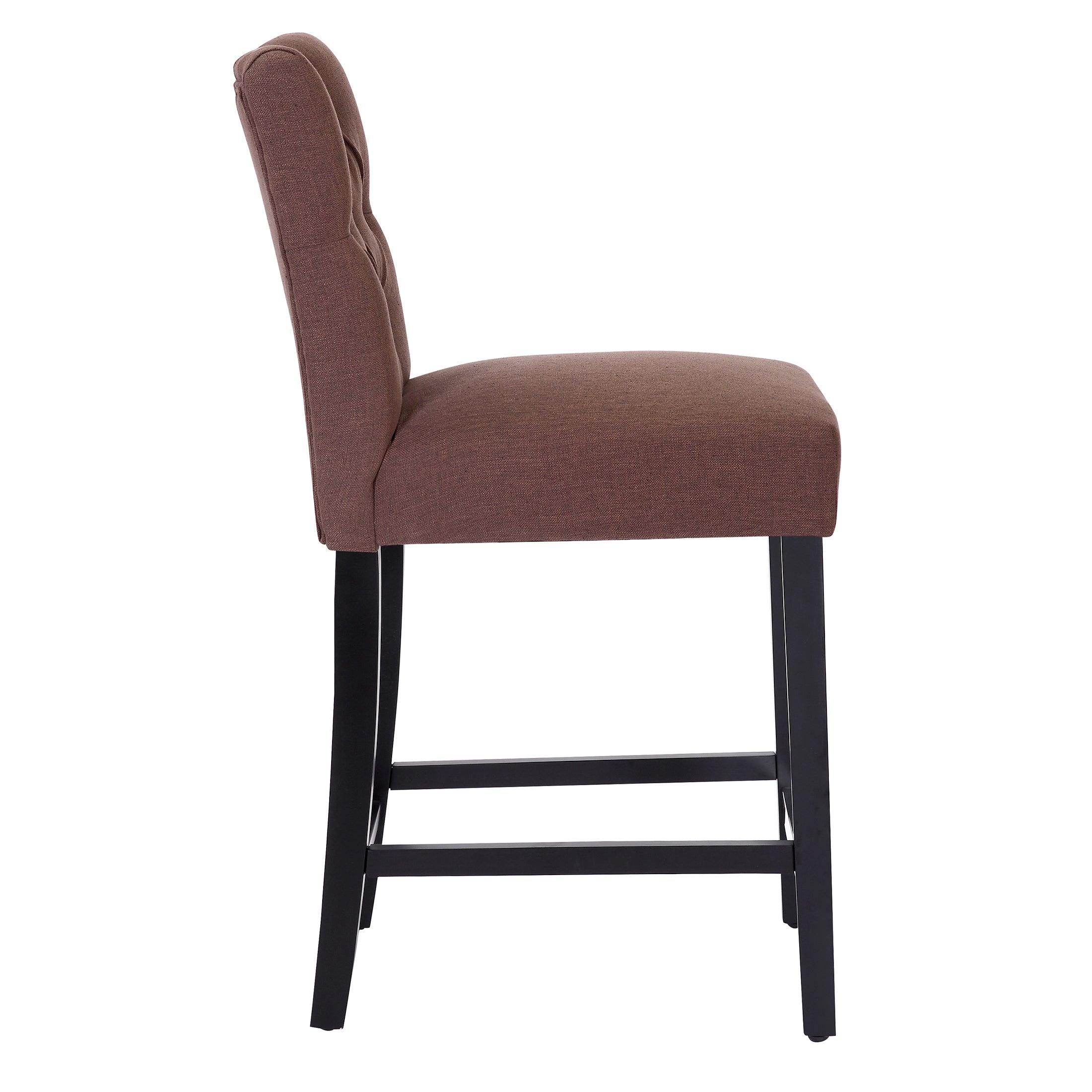 Jameson 24" Linen Fabric Tufted Upholstered Bar Stool Black - Costaelm