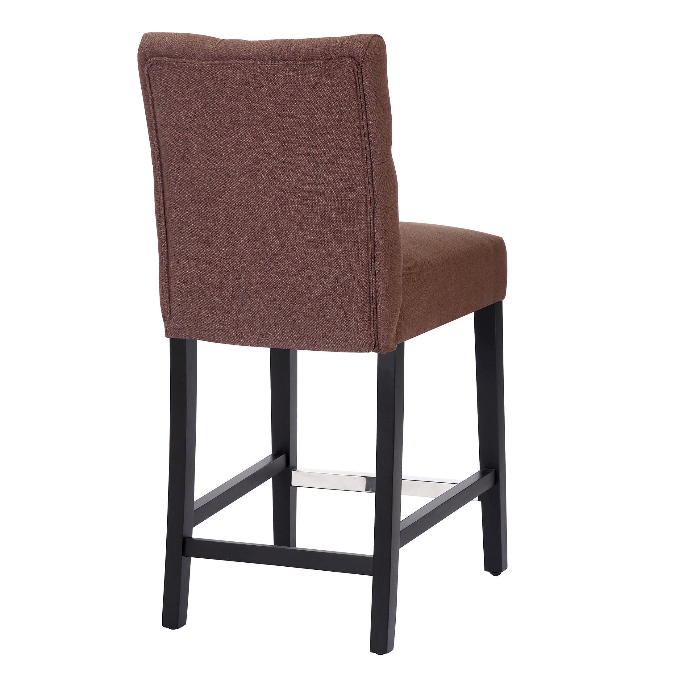 Jameson 24" Linen Fabric Tufted Upholstered Bar Stool Black - Costaelm