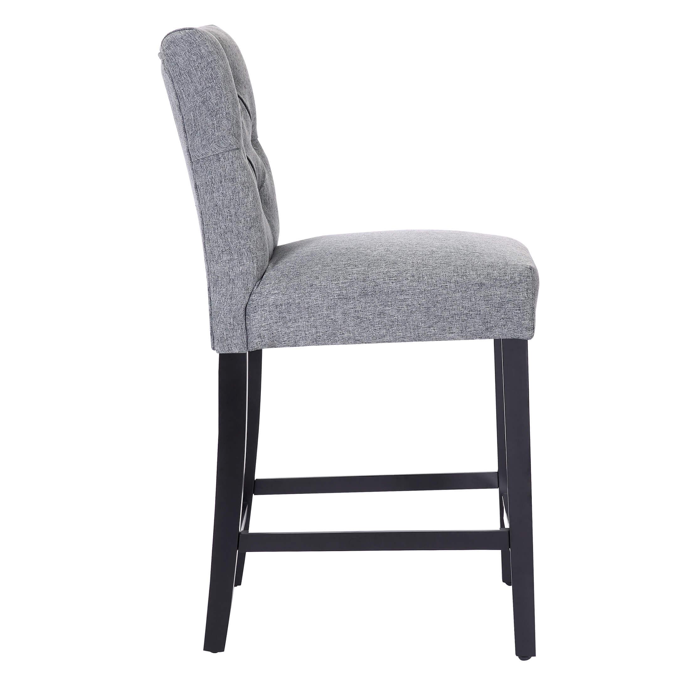 Jameson 24" Linen Fabric Tufted Upholstered Bar Stool Black - Costaelm