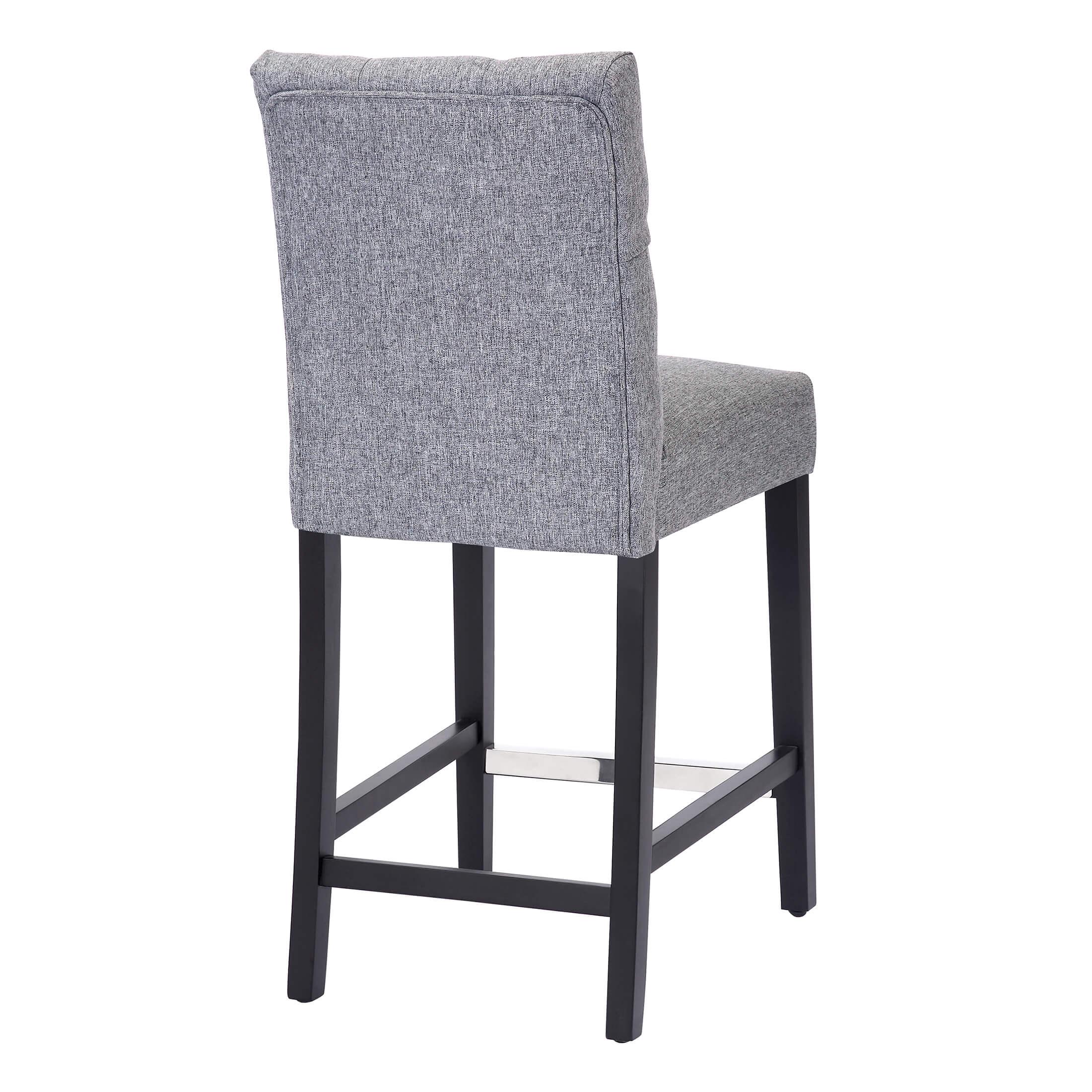 Jameson 24" Linen Fabric Tufted Upholstered Bar Stool Black - Costaelm