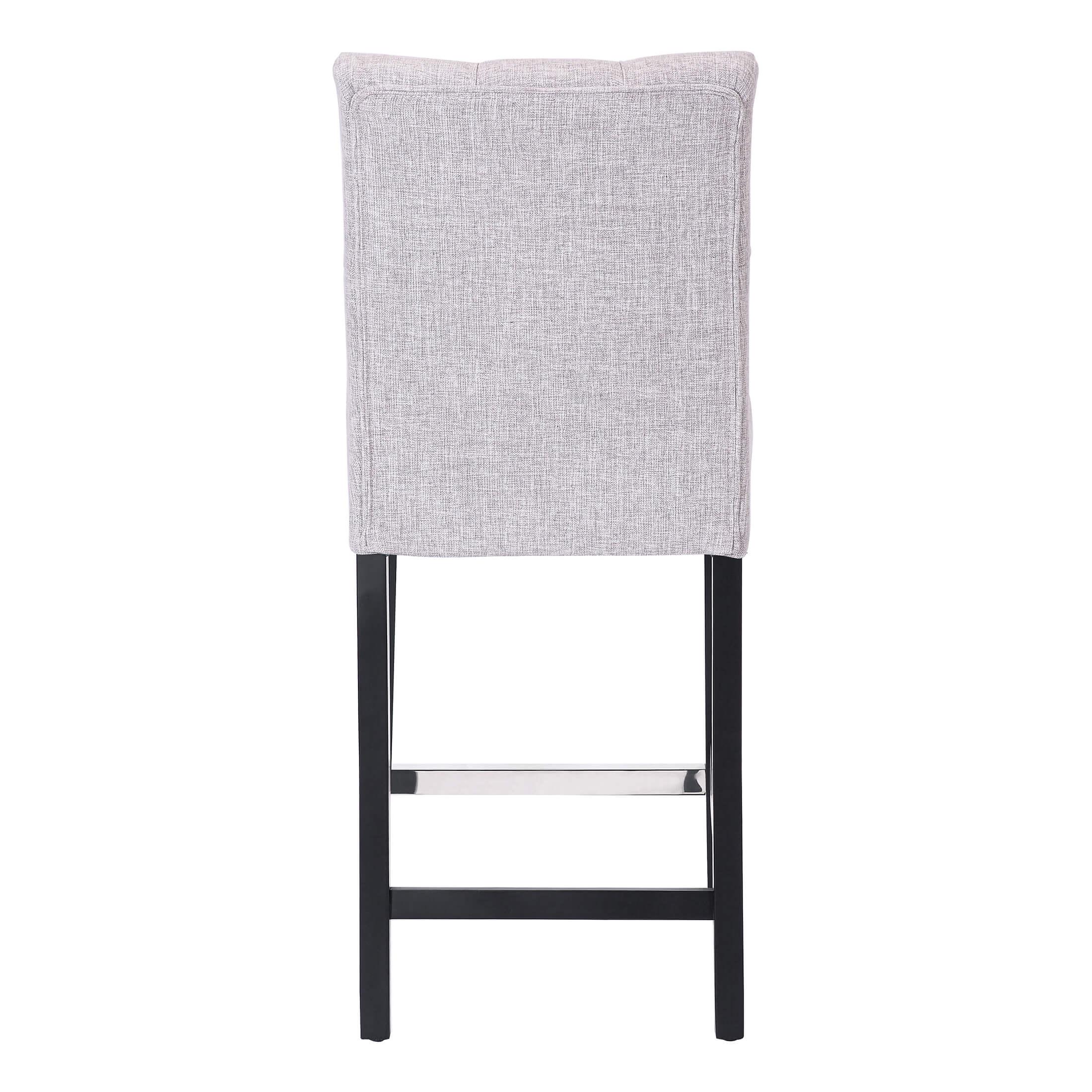 Jameson 24" Linen Fabric Tufted Upholstered Bar Stool Black (Set of 2) - Costaelm