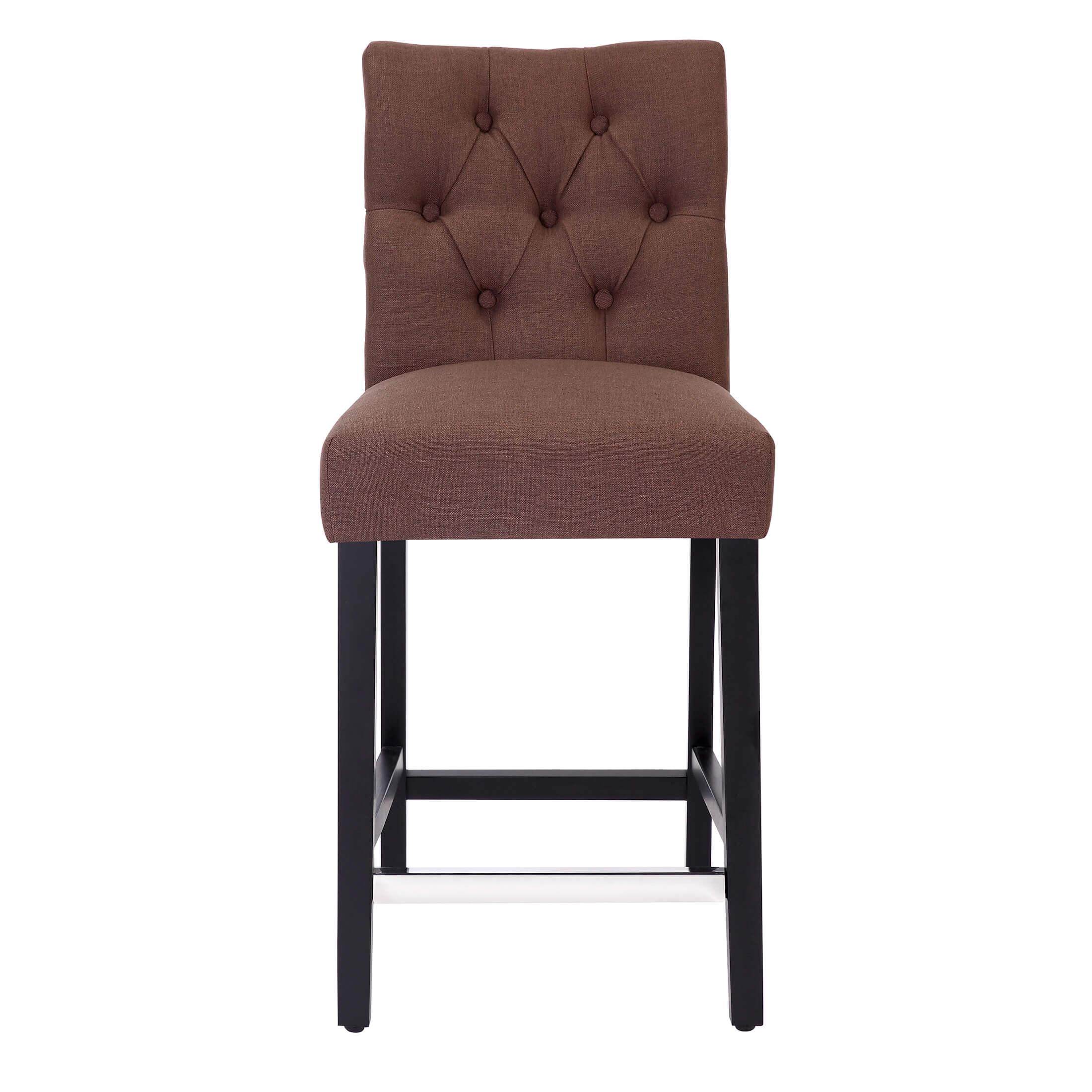 Jameson 24" Linen Fabric Tufted Upholstered Bar Stool Black (Set of 2) - Costaelm