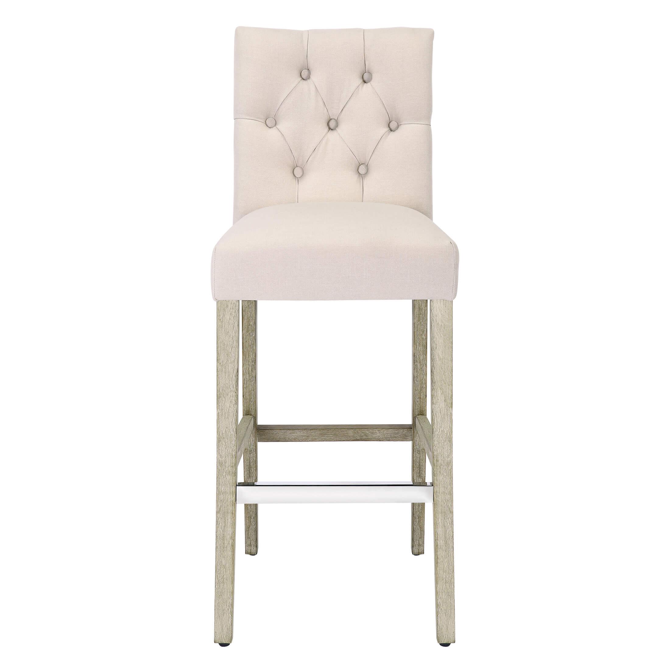 Jameson 29" Linen Fabric Tufted Upholstered Bar Stool Antique Gray - Costaelm