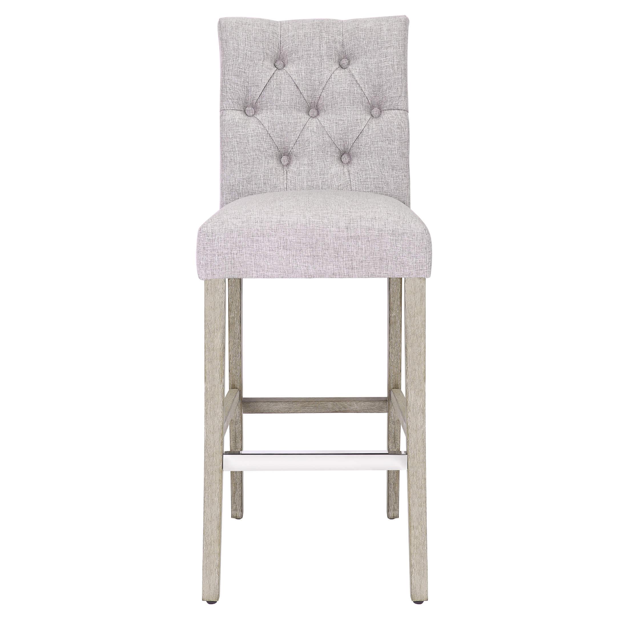 Jameson 29" Linen Fabric Tufted Upholstered Bar Stool Antique Gray - Costaelm