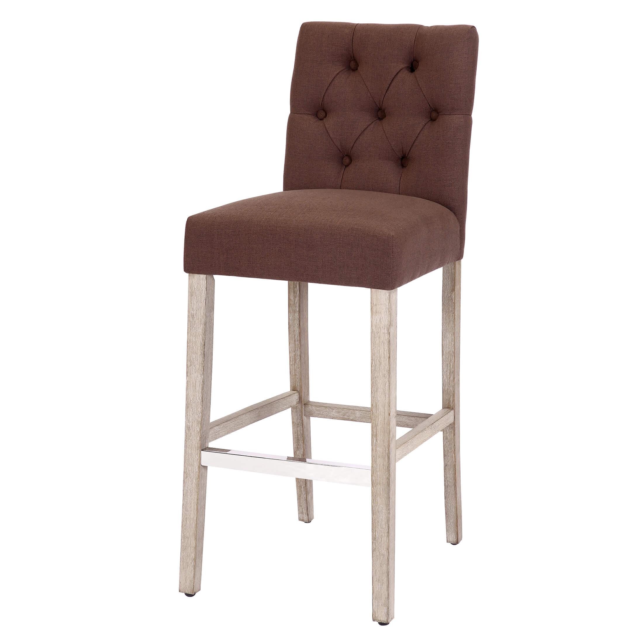 Jameson 29" Linen Fabric Tufted Upholstered Bar Stool Antique Gray - Costaelm