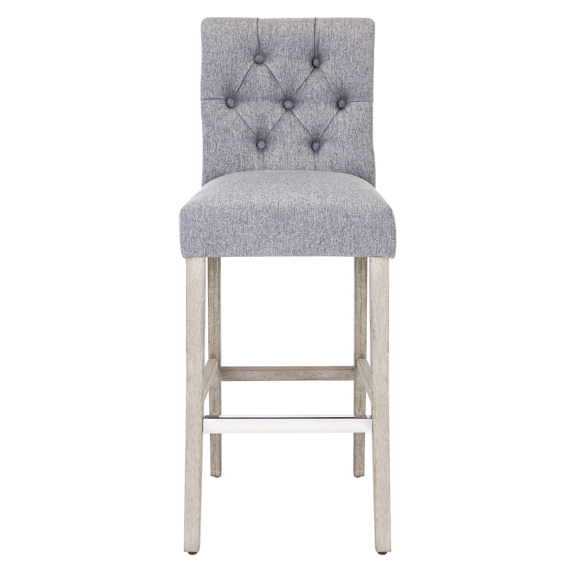 Jameson 29" Linen Fabric Tufted Upholstered Bar Stool Antique Gray - Costaelm