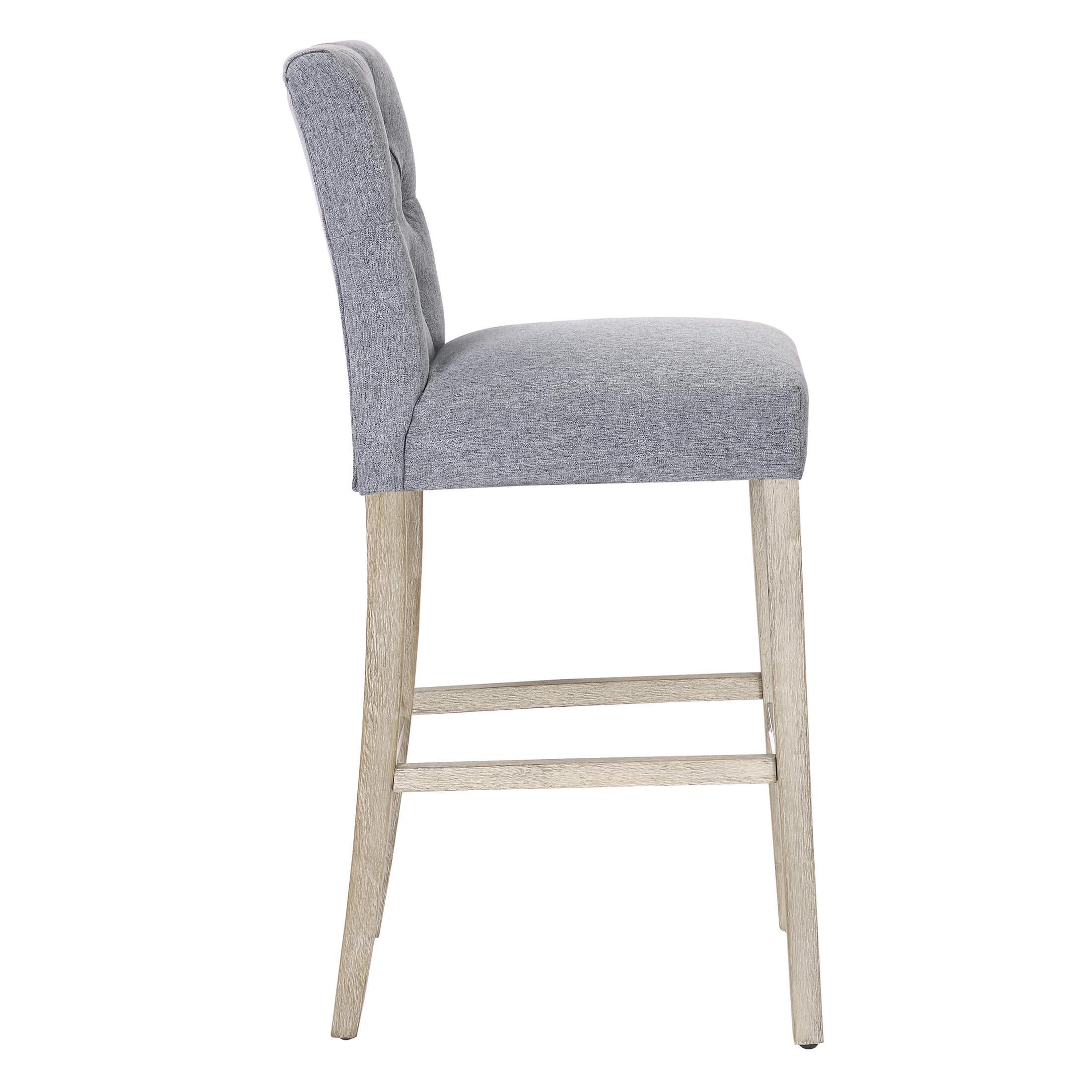 Jameson 29" Linen Fabric Tufted Upholstered Bar Stool Antique Gray - Costaelm