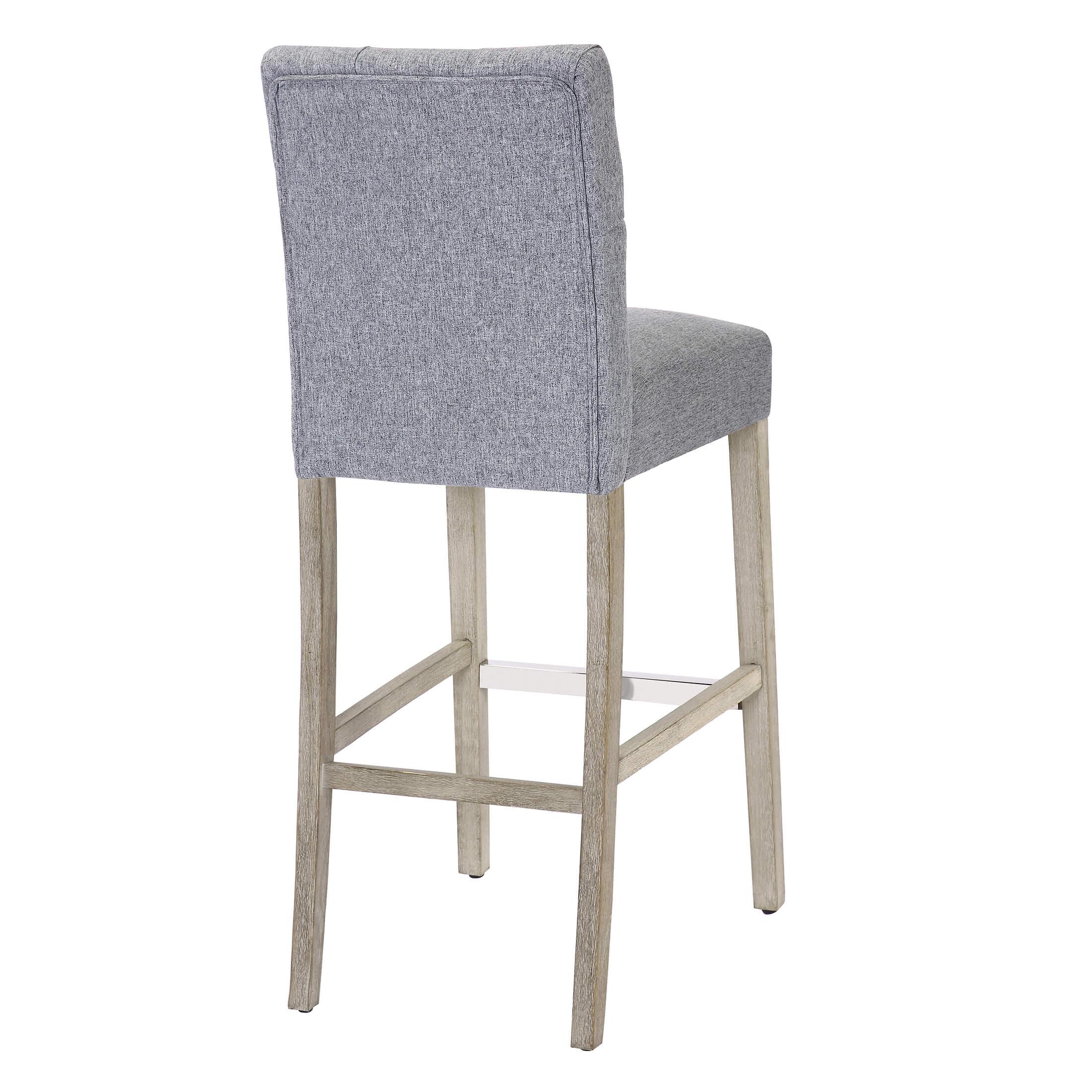 Jameson 29" Linen Fabric Tufted Upholstered Bar Stool Antique Gray - Costaelm