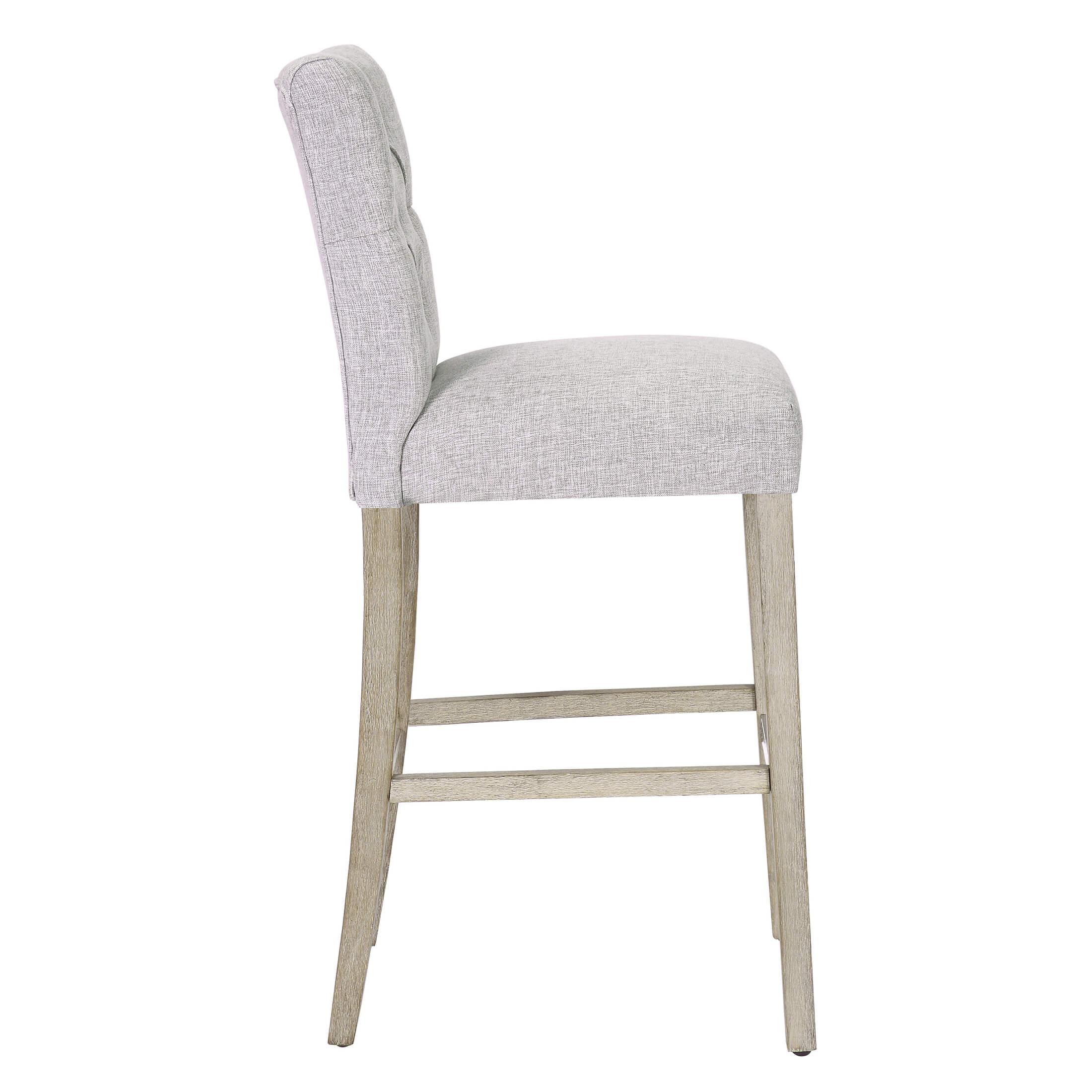 Jameson 29" Linen Fabric Tufted Upholstered Bar Stool Antique Gray - Costaelm