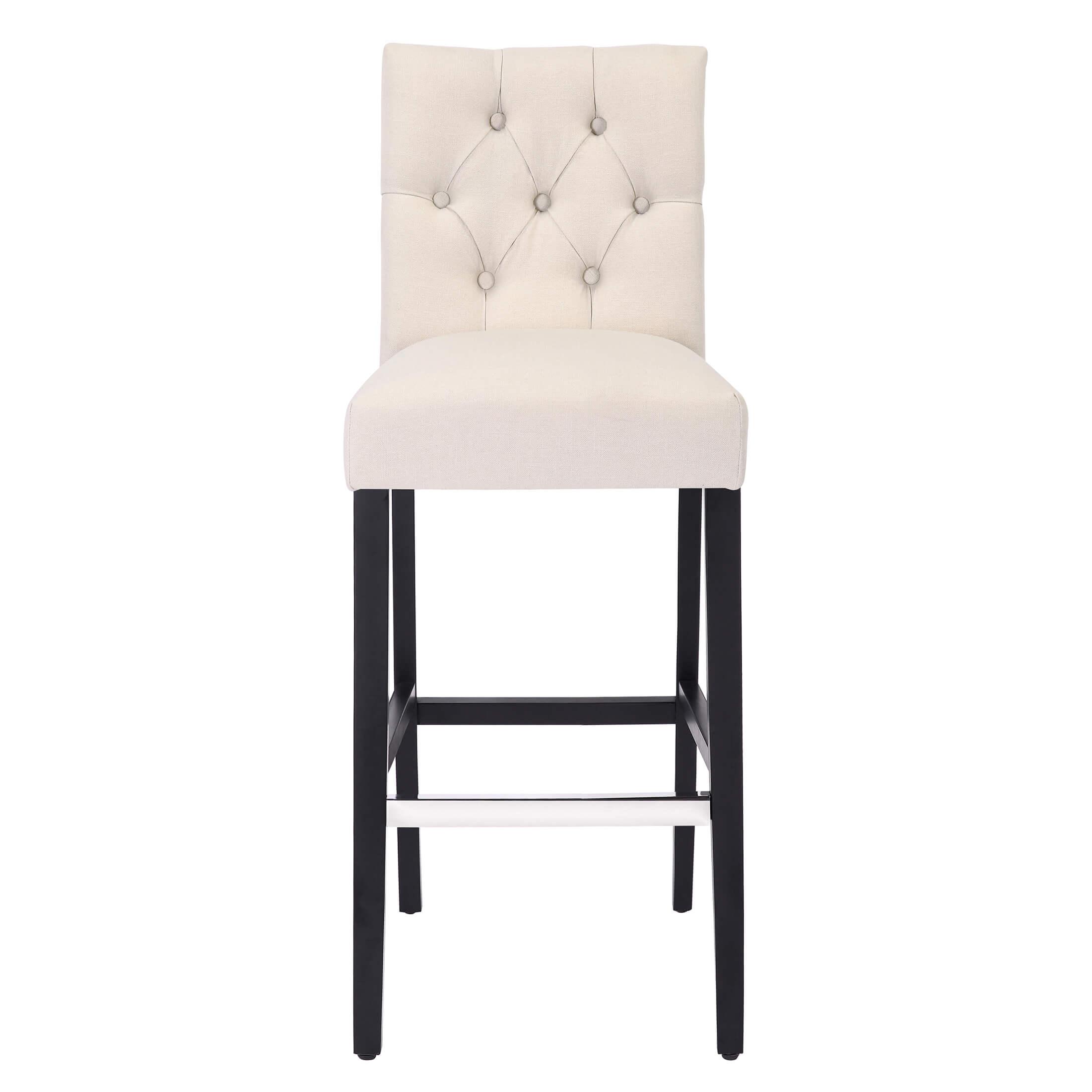 Jameson 29" Linen Fabric Tufted Upholstered Bar Stool Black (Set of 2) - Costaelm