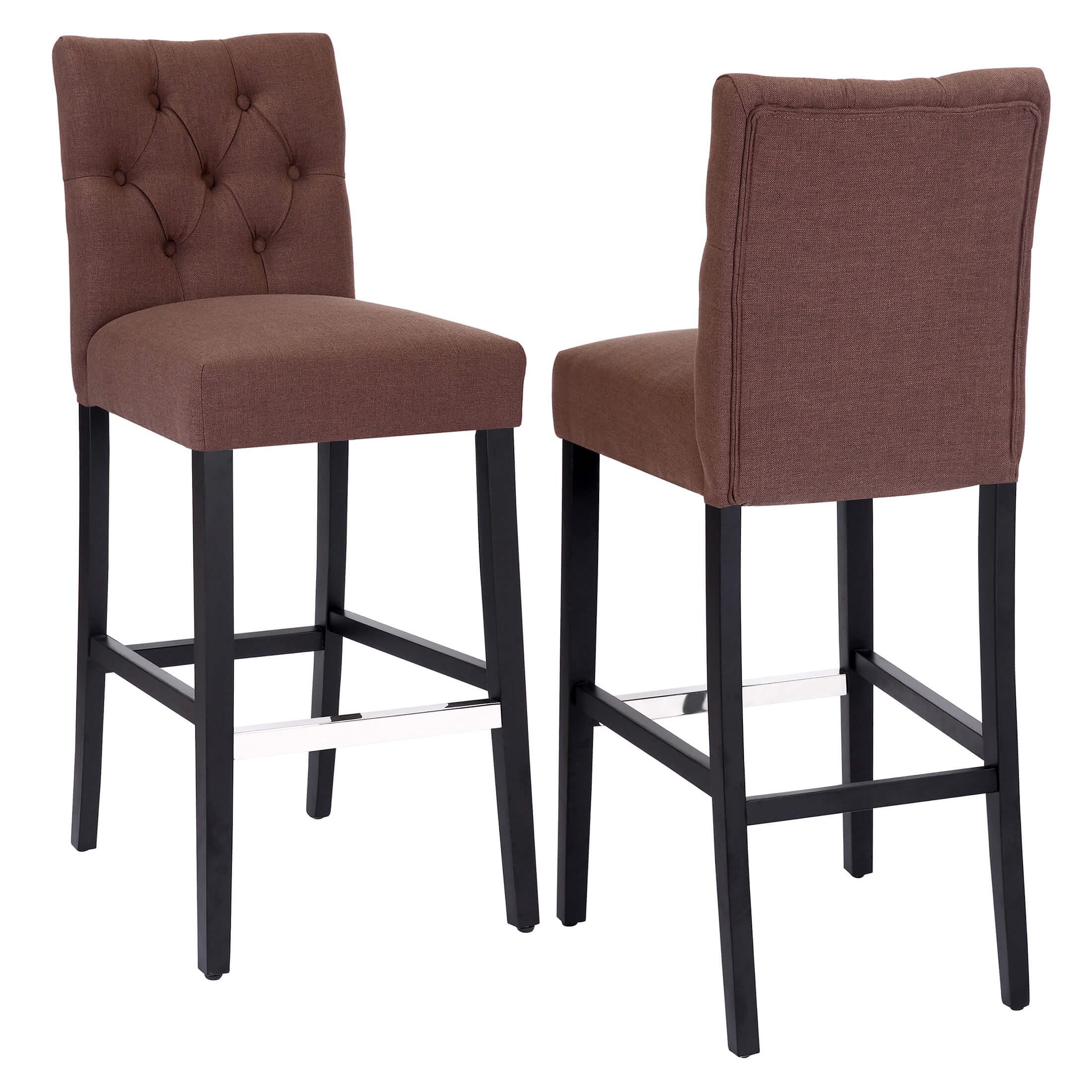 Jameson 29" Linen Fabric Tufted Upholstered Bar Stool Black (Set of 2) - Costaelm