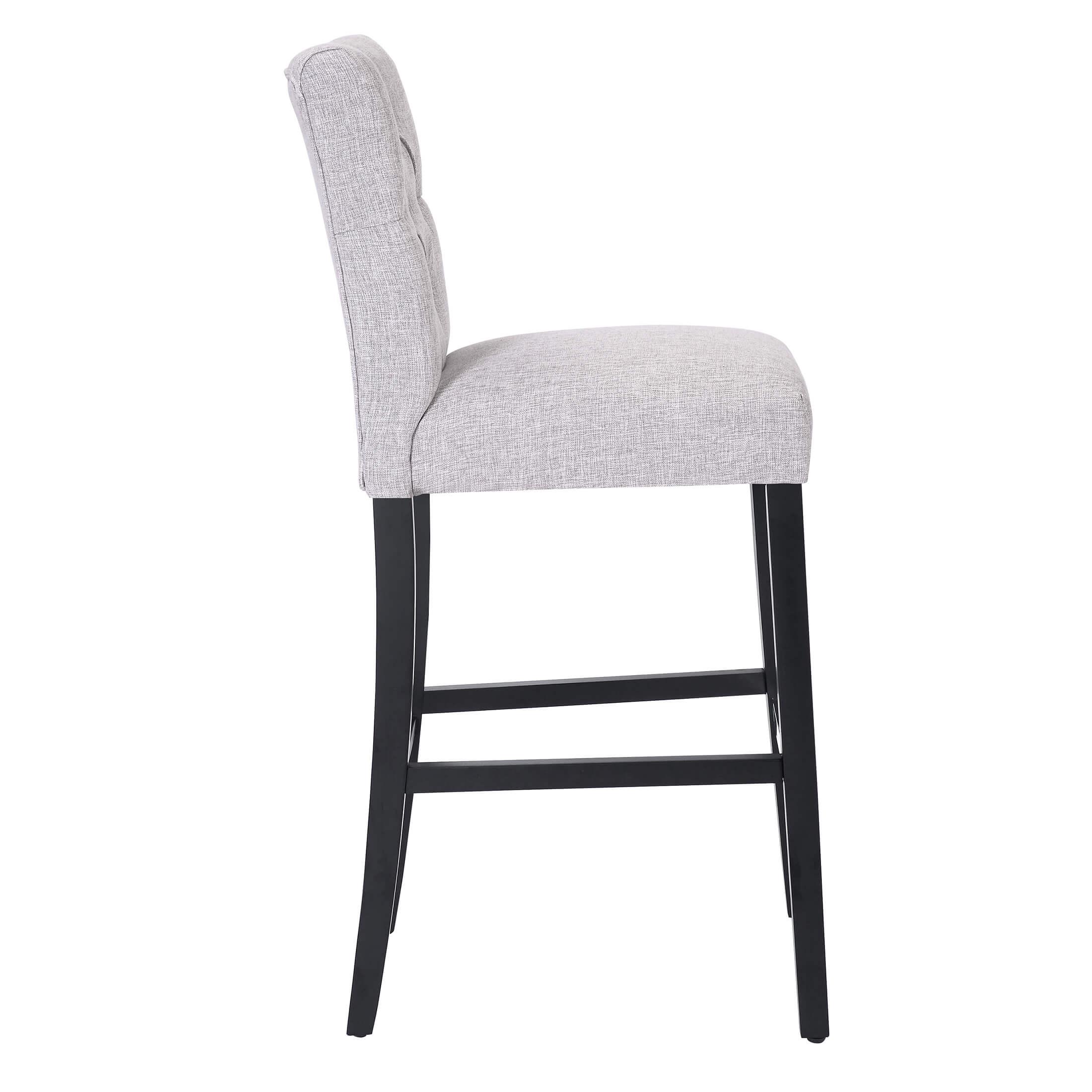 Jameson 29" Linen Fabric Tufted Upholstered Bar Stool Black (Set of 2) - Costaelm