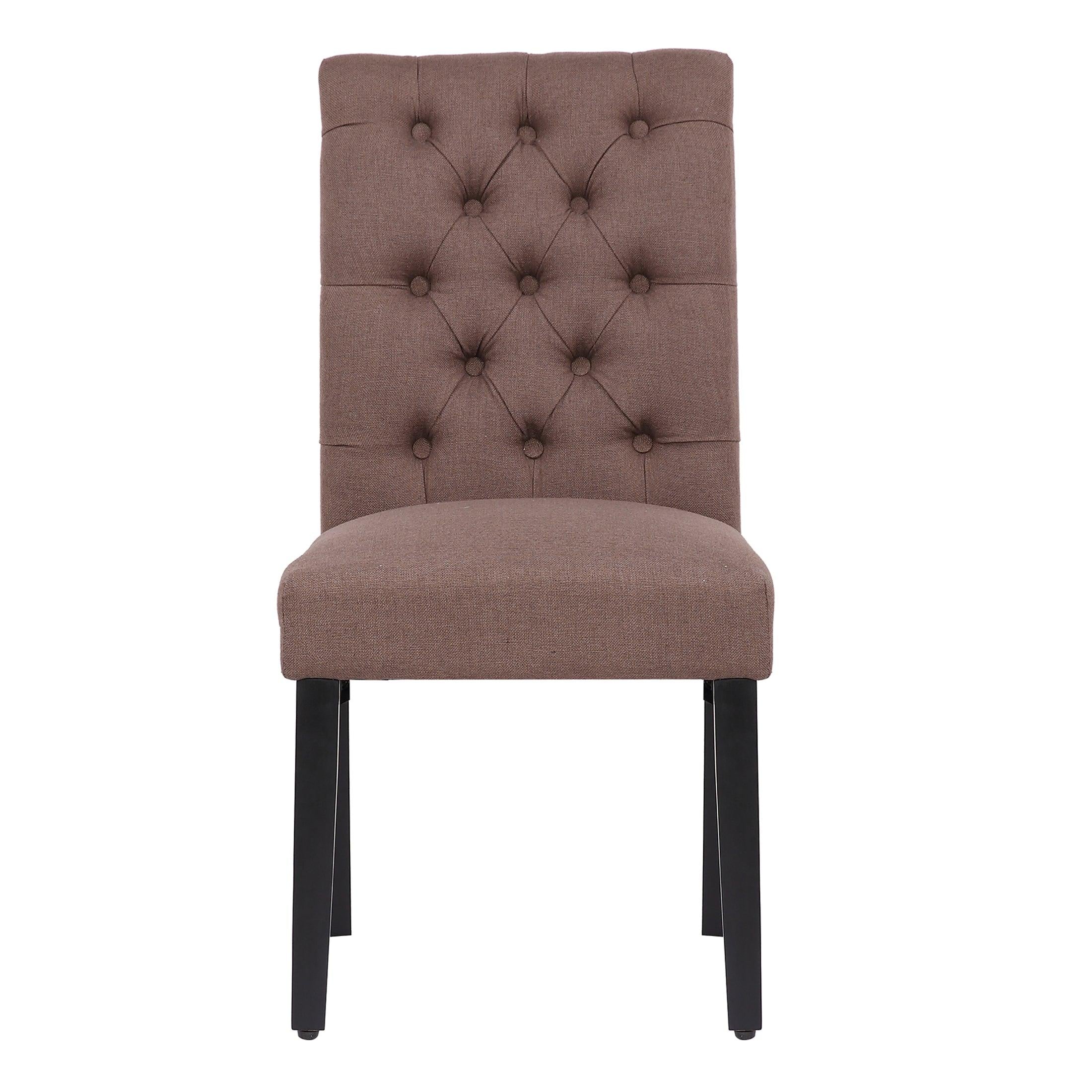 JAMESON Tufted Upholstered Dining Side Chair (Set of 2), Brown