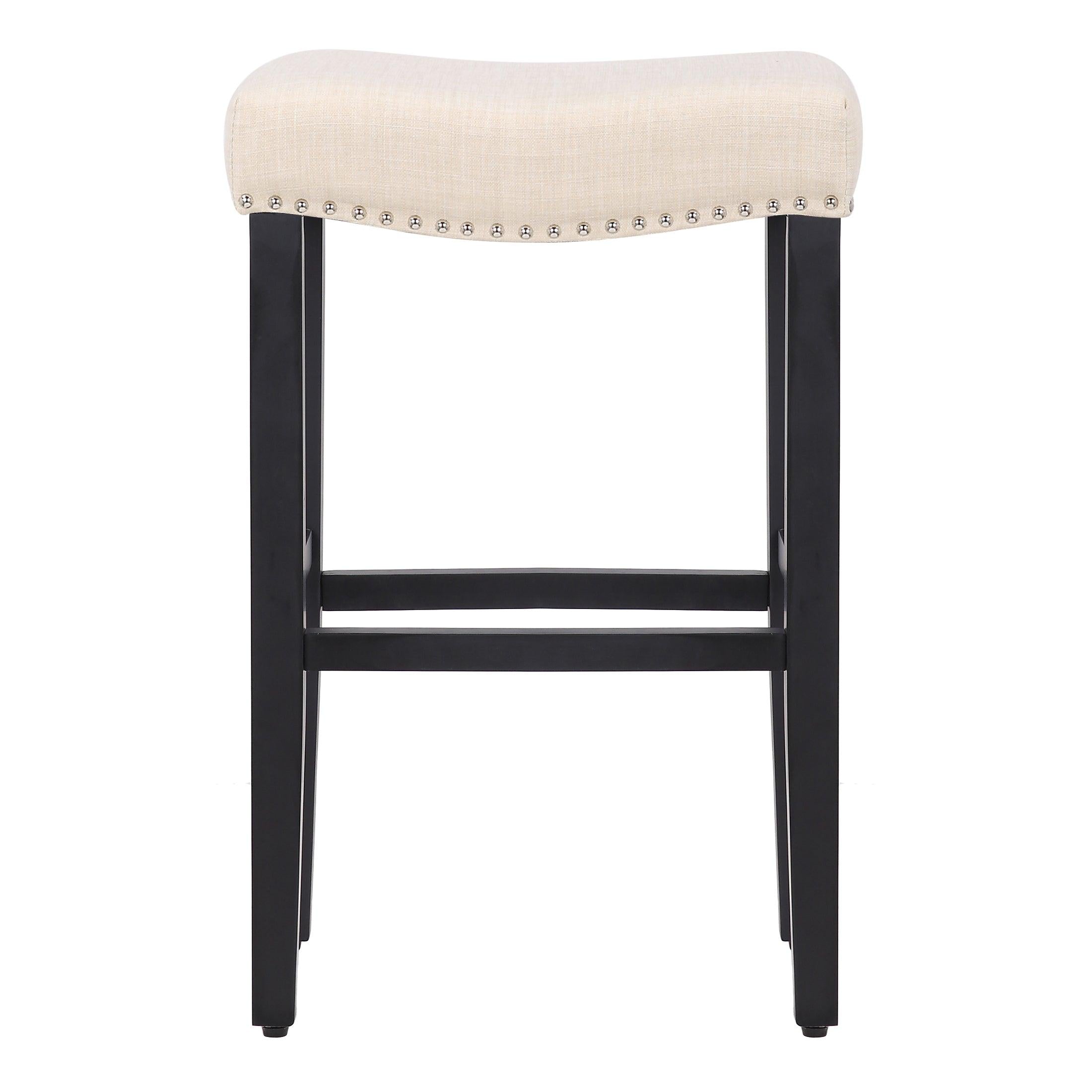 Mission 29" Upholstered Saddle Seat Barstool, Beige