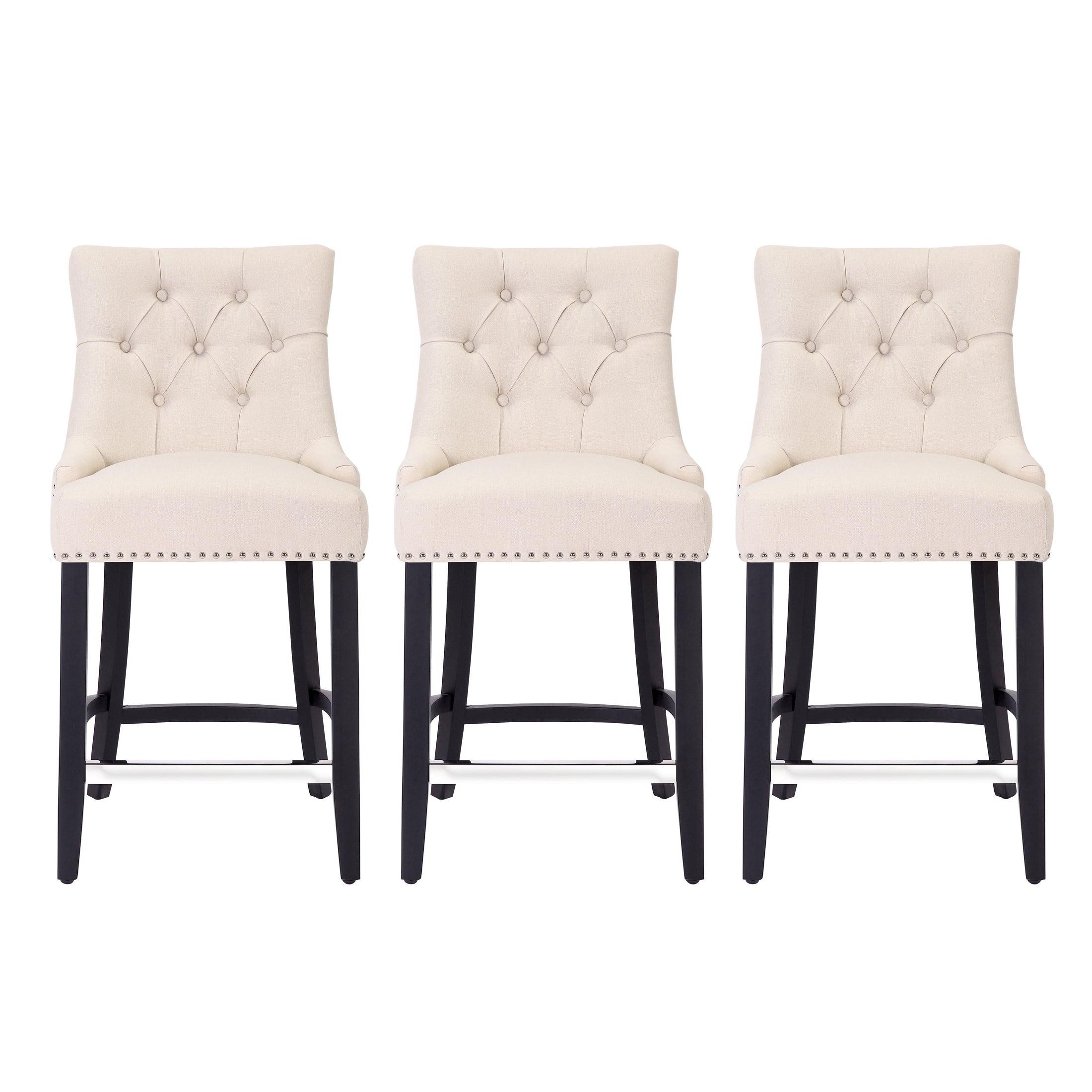 Bellmount 24" Upholstered Tufted Wingback Counter Stool (Set of 3) - Costaelm