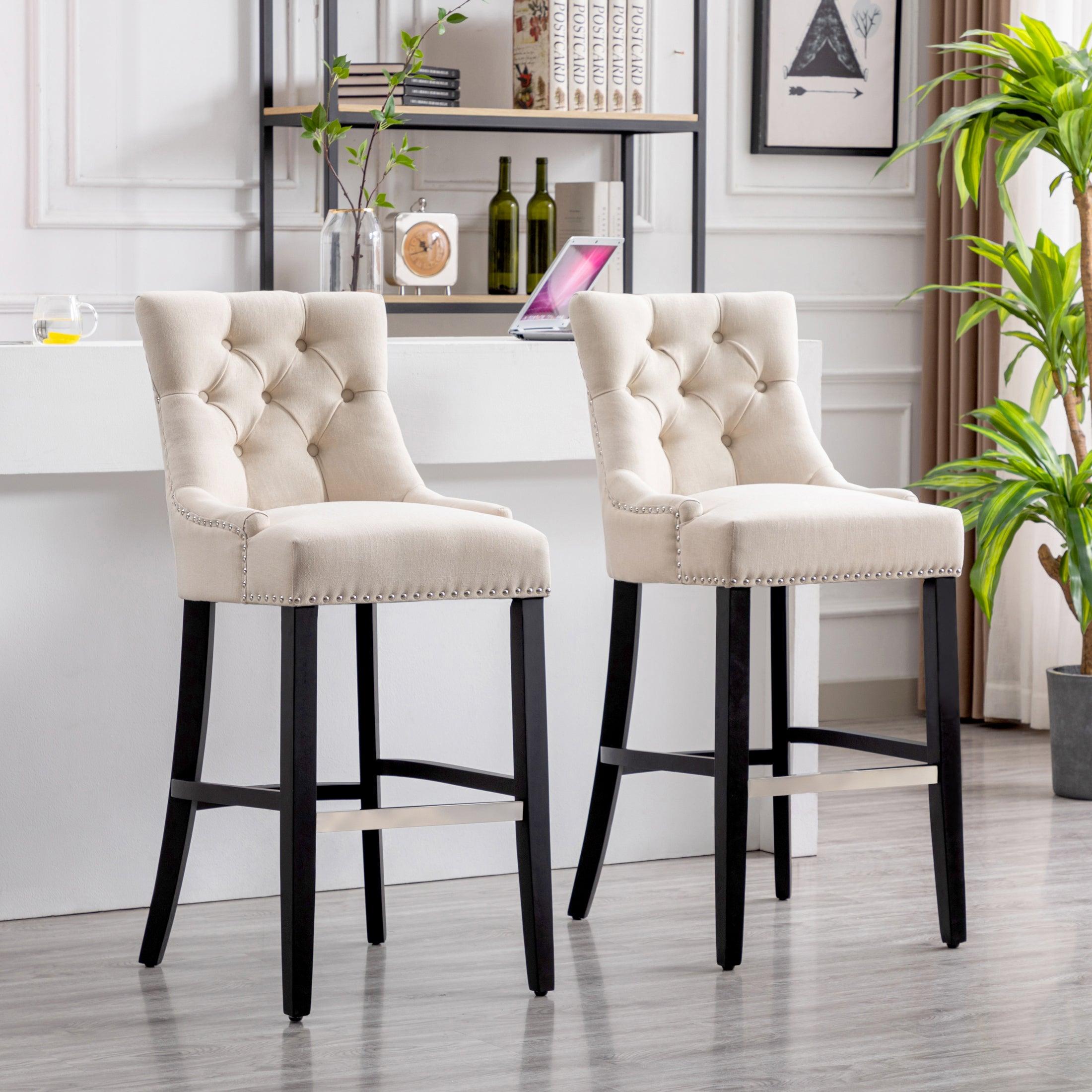 Bellmount 29" Upholstered Tufted Wingback Bar Stool (Set of 2) - Costaelm