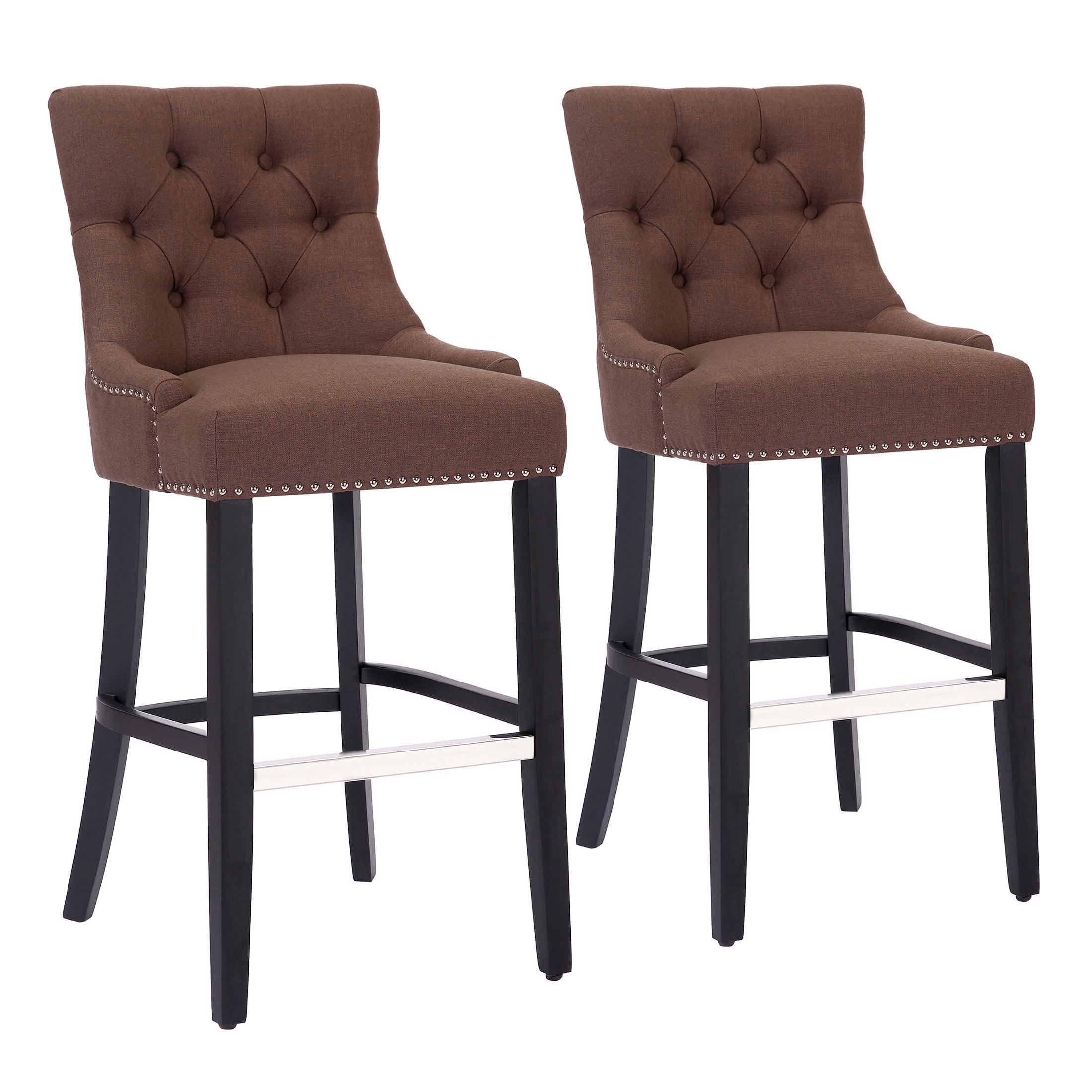 Bellmount 29" Upholstered Tufted Wingback Bar Stool (Set of 2) - Costaelm