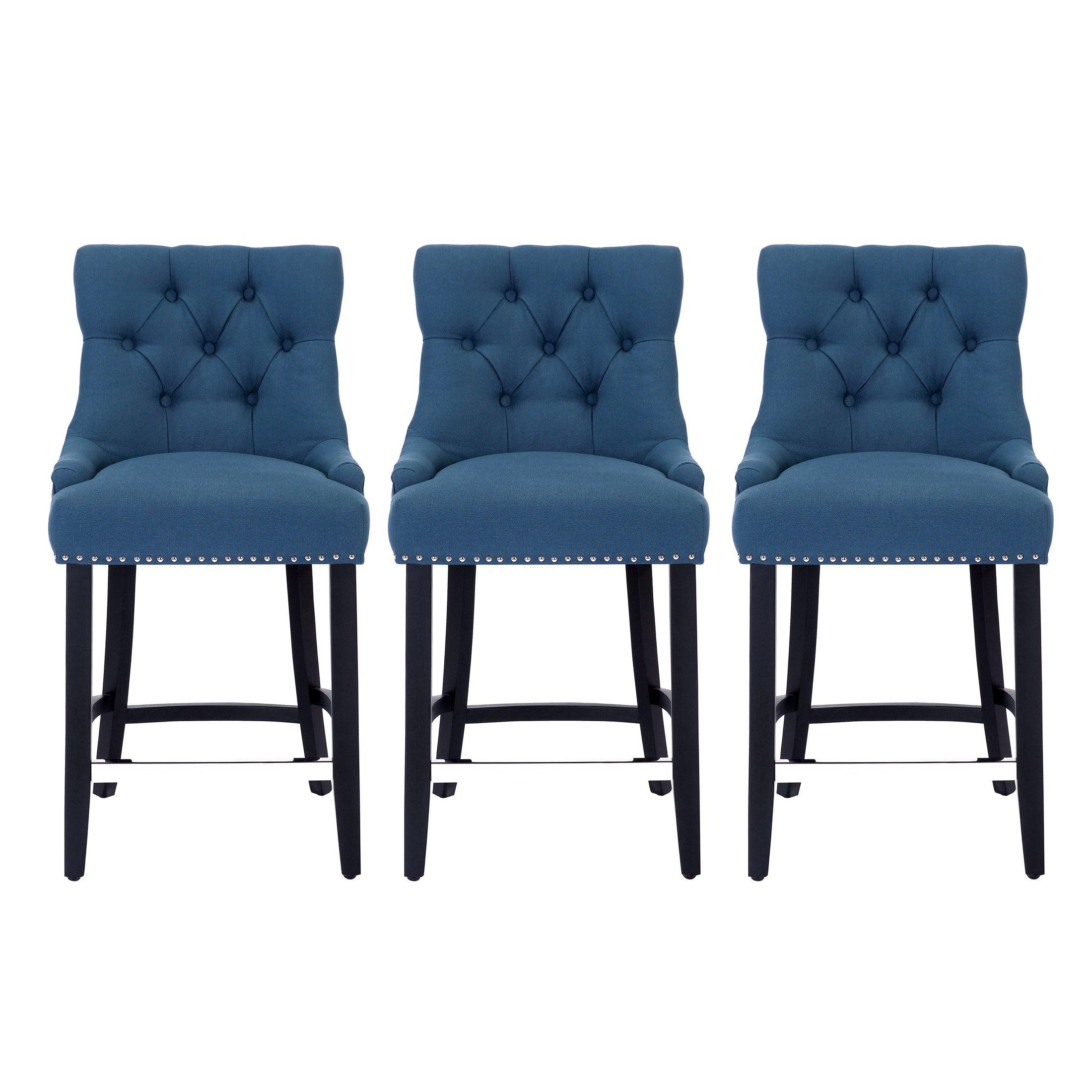 Bellmount 24" Upholstered Tufted Wingback Counter Stool (Set of 3) - Costaelm