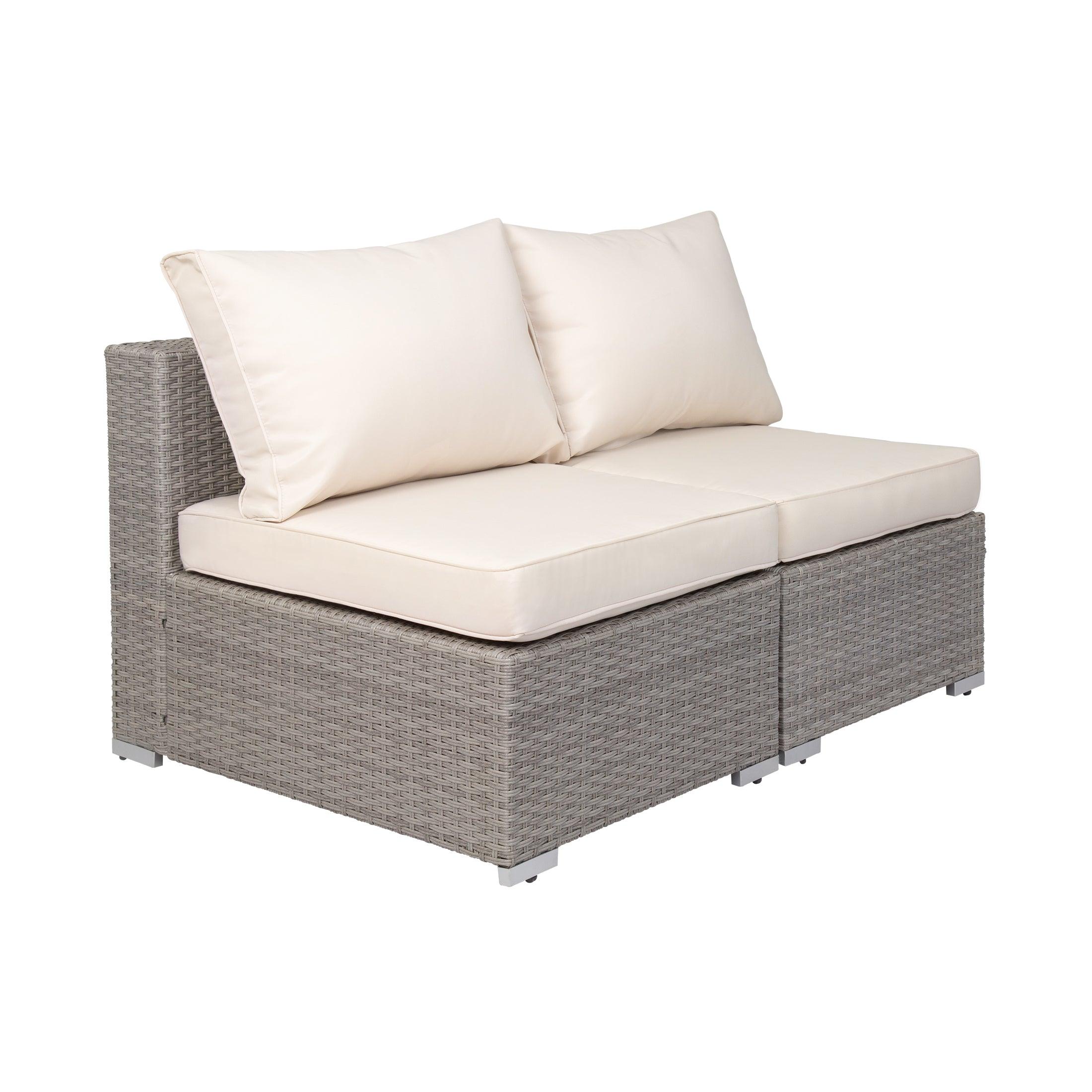 London 2-Piece Outdoor Patio Modular Armless Sofa Gray/Ivory - Costaelm