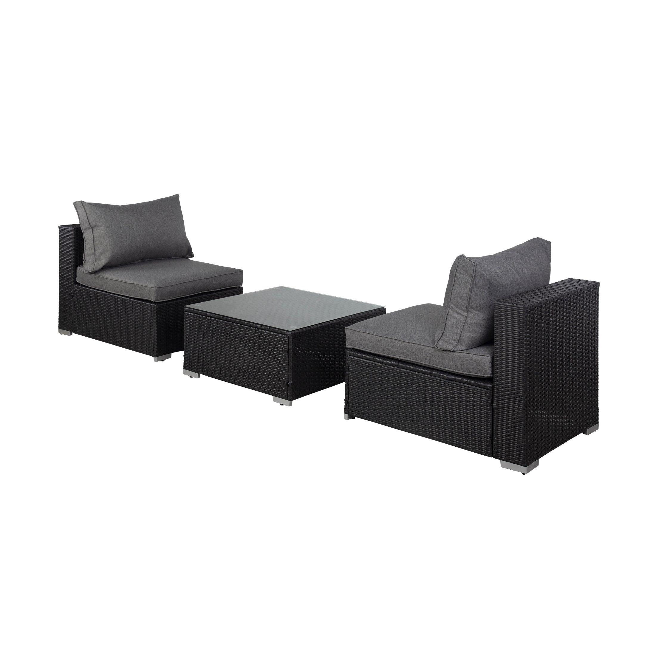 London 3-Piece Outdoor Patio Bistro Conversation Sofa with Coffee Table Set Espresso/Gray - Costaelm