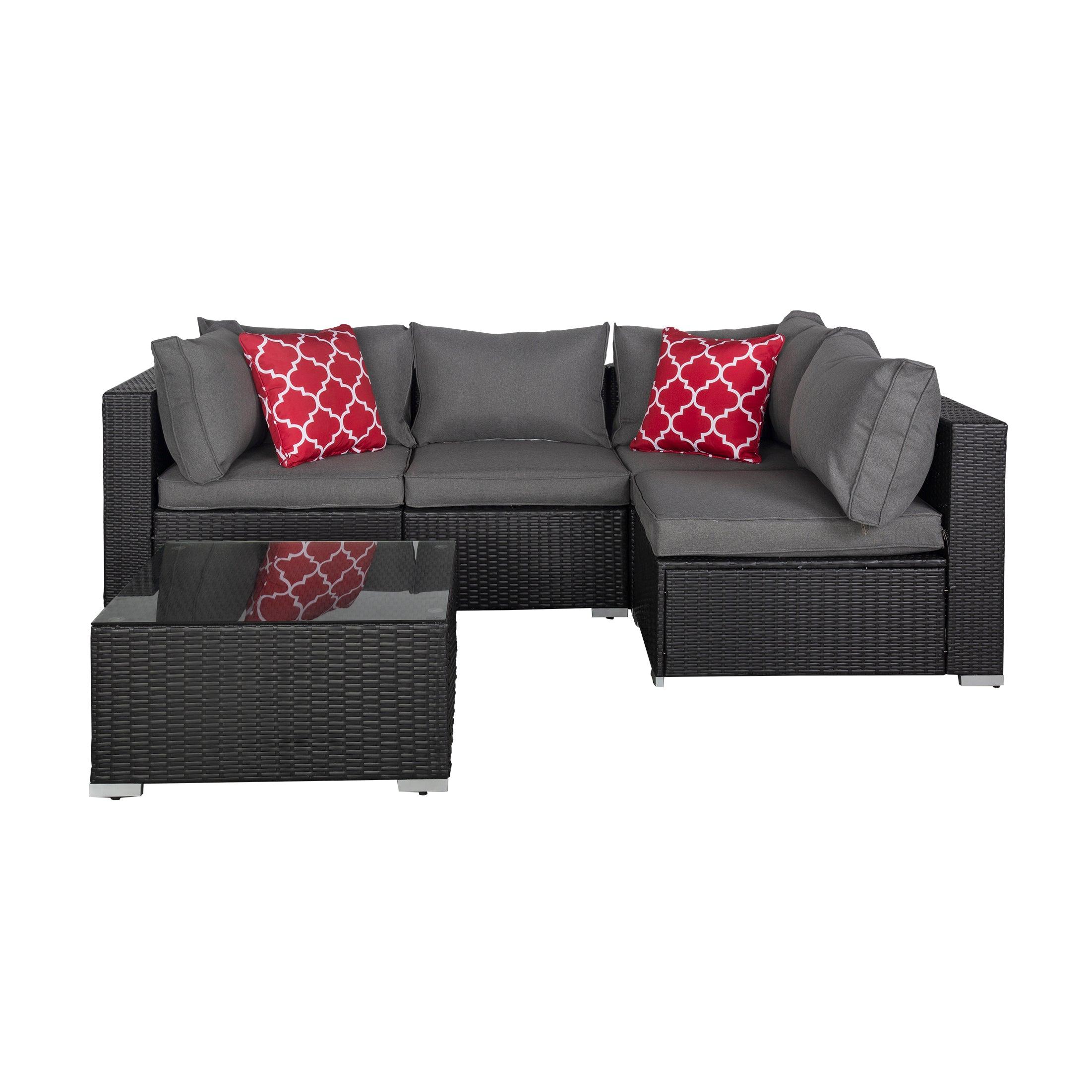 London 5-Piece Outdoor Patio Modular Conversation Sofa Furniture Set Espresso/Gray - Costaelm