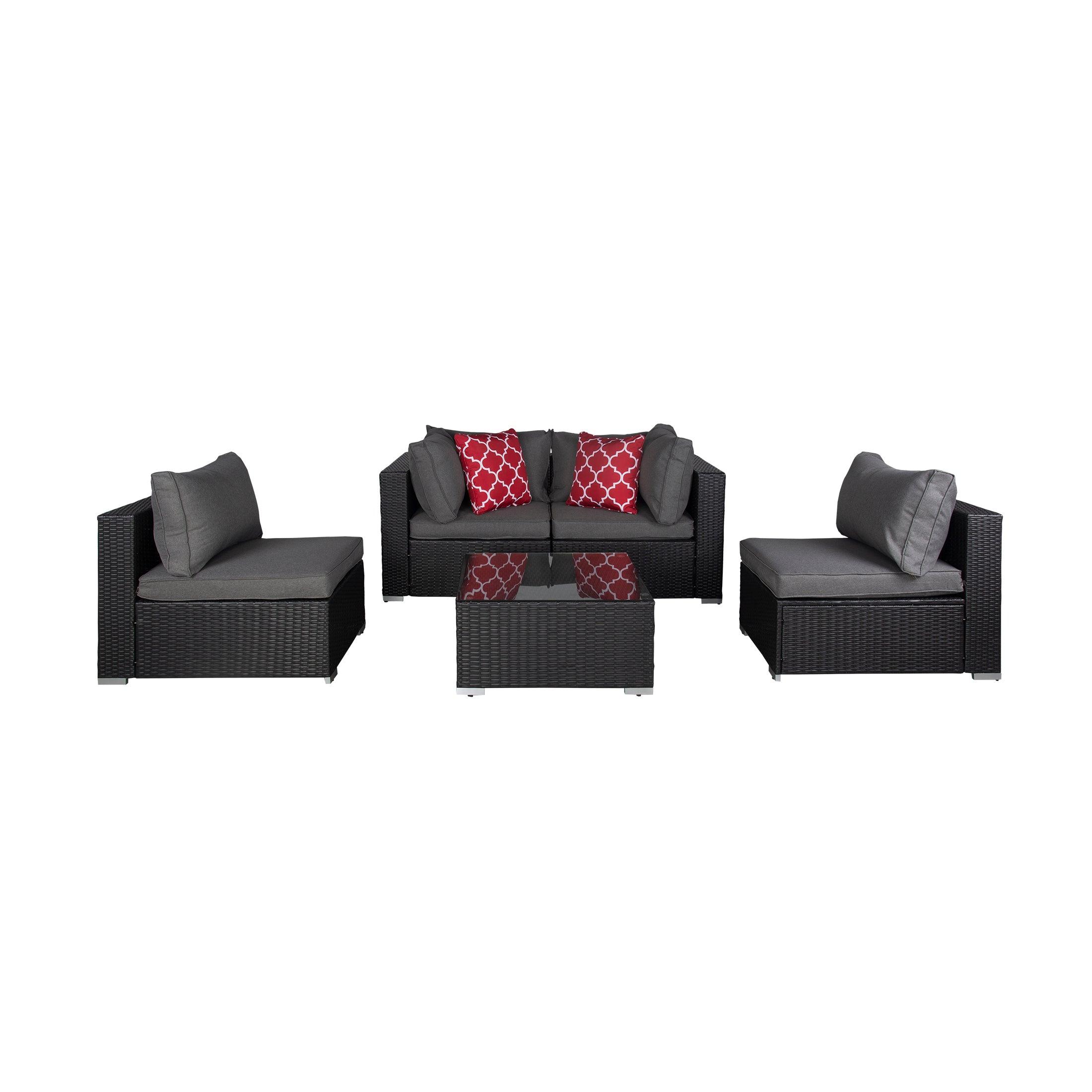 London 5-Piece Outdoor Patio Modular Conversation Sofa Furniture Set Espresso/Gray - Costaelm