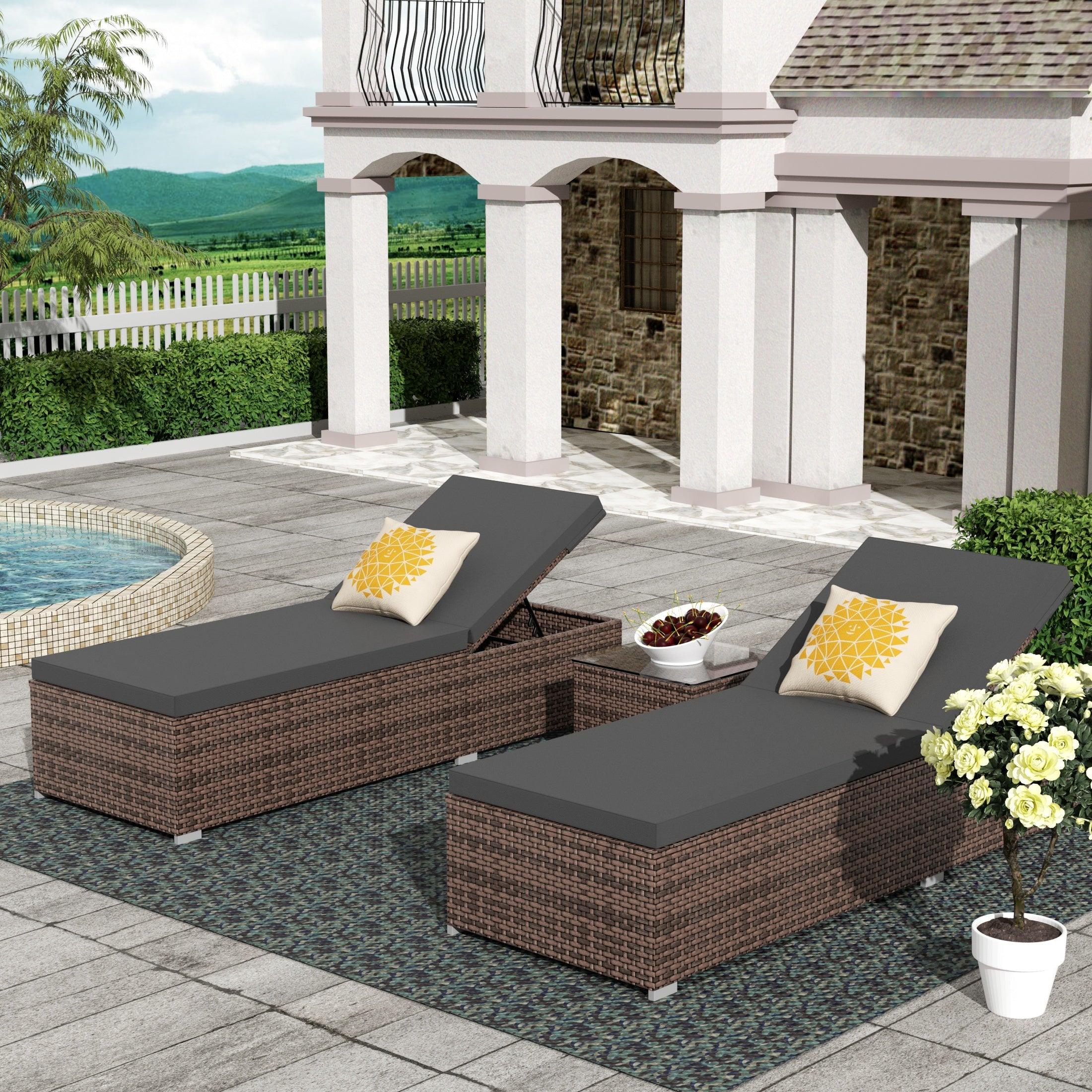 Magnolia Sun Lounger Set With Cushions and Sidetable - Costaelm