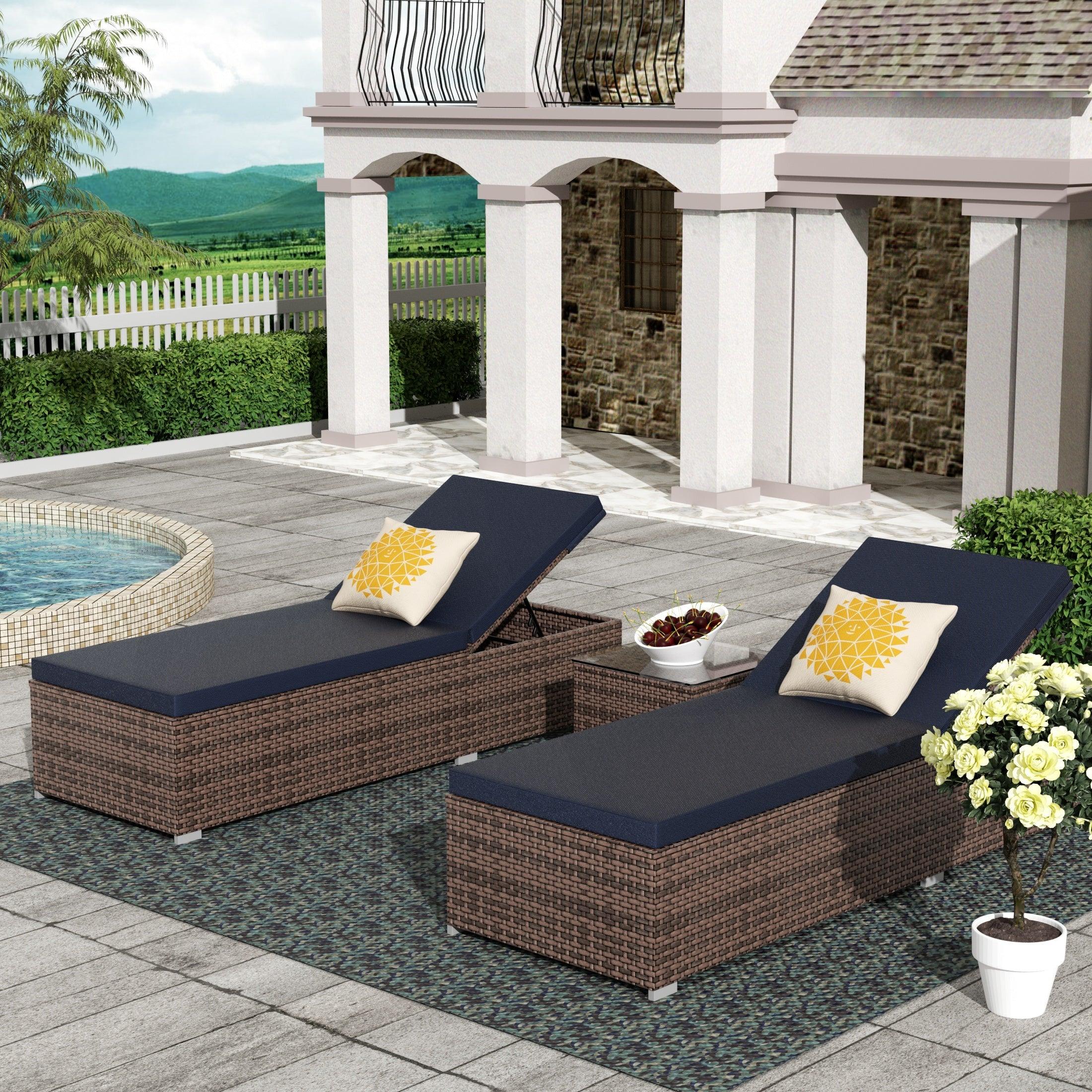 Magnolia Sun Lounger Set With Cushions and Sidetable - Costaelm