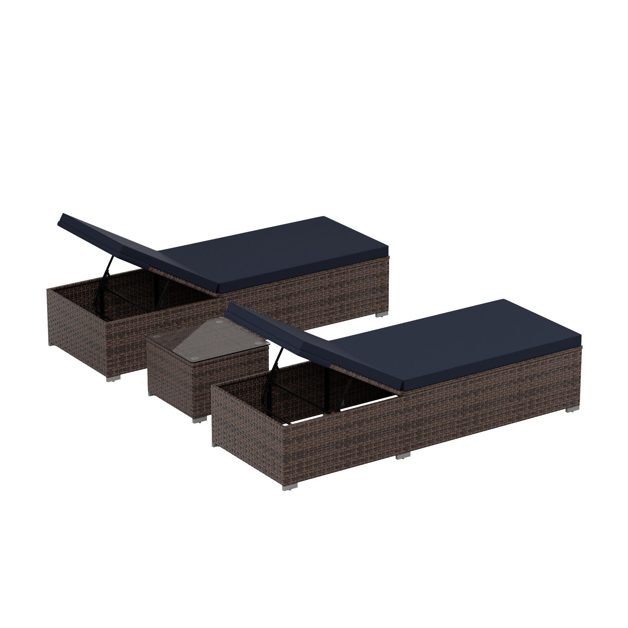 Magnolia Sun Lounger Set With Cushions and Sidetable - Costaelm