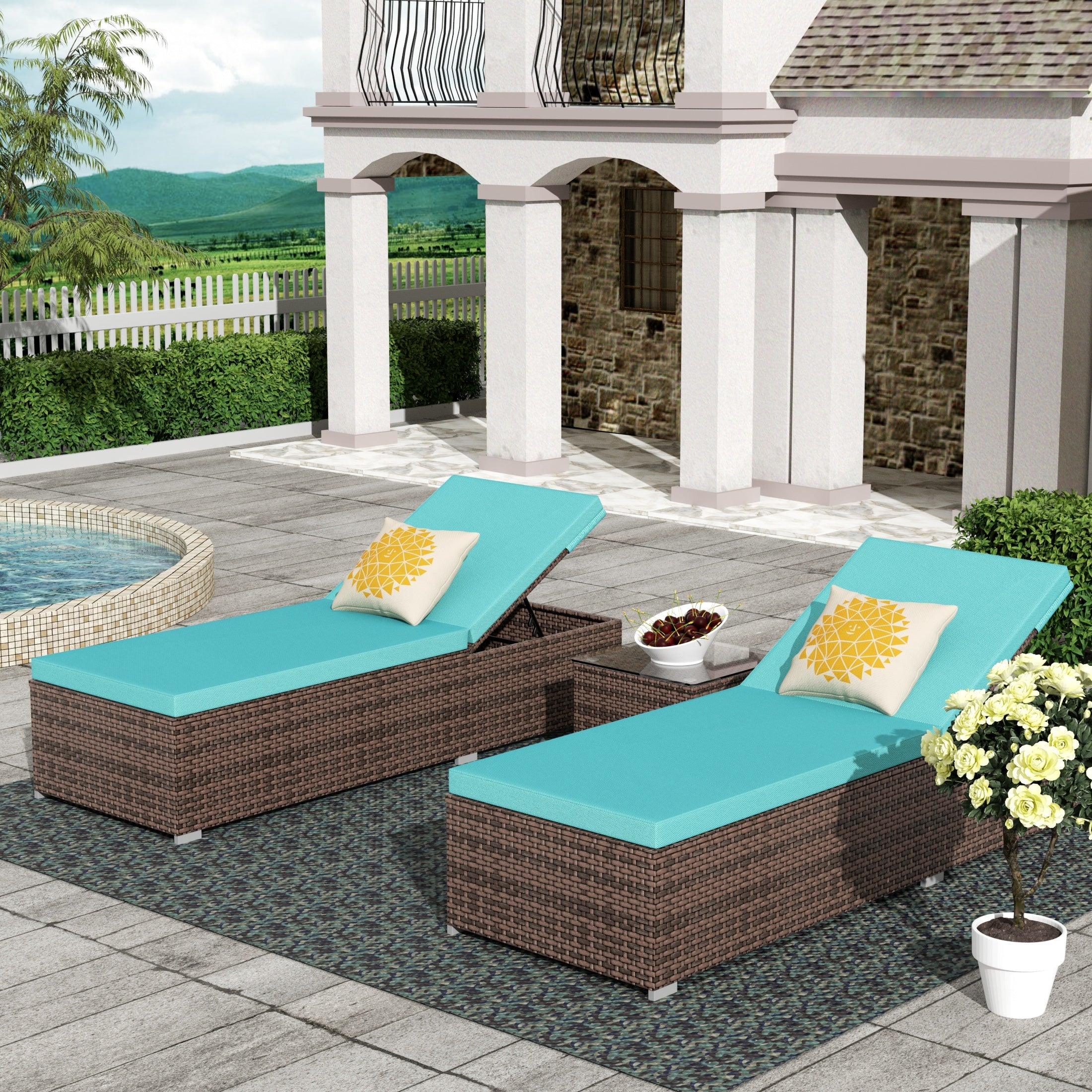 Magnolia Sun Lounger Set With Cushions and Sidetable - Costaelm