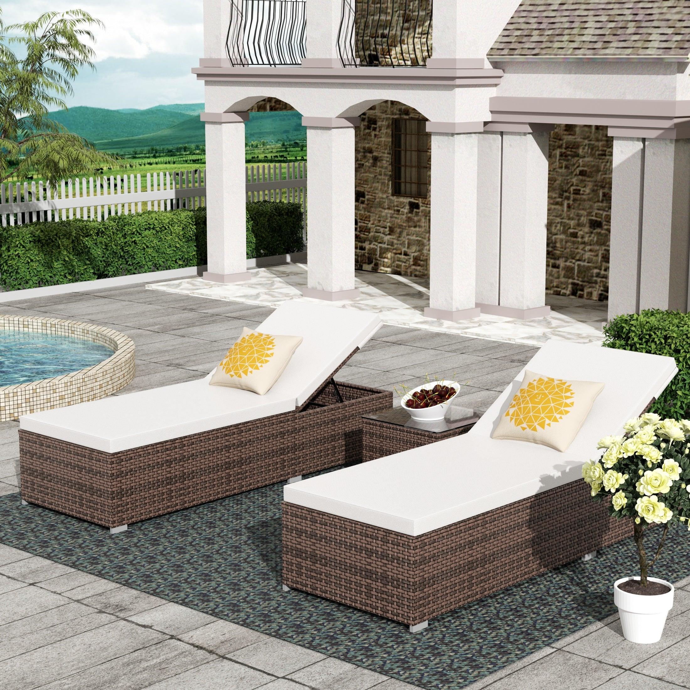 Magnolia Sun Lounger Set With Cushions and Sidetable - Costaelm