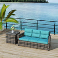 Maldives 2-Piece Set Outdoor Patio Sofa with Storage Side Table Included Brown PE Rattan - Costaelm