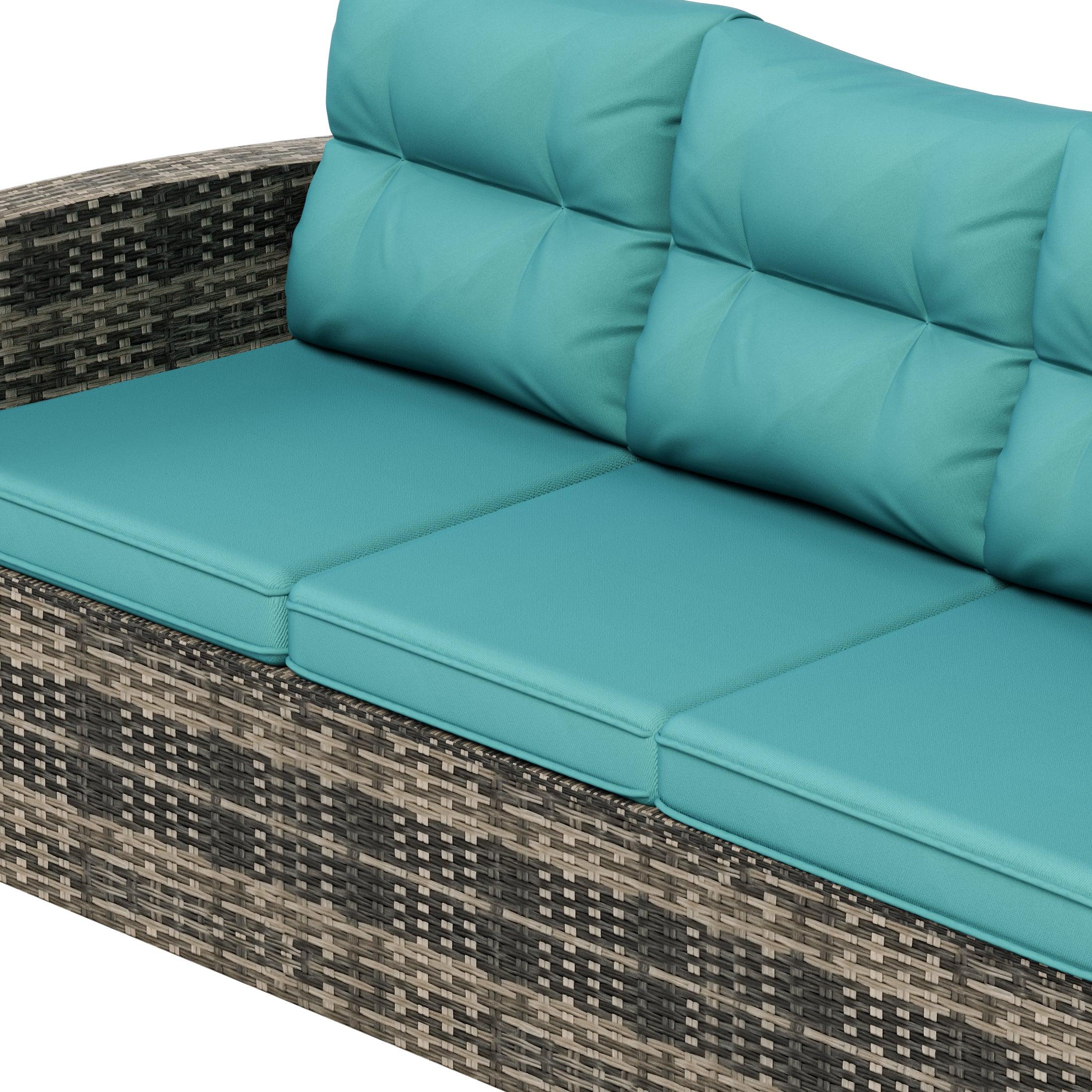 Maldives 2-Piece Set Outdoor Patio Sofa with Storage Side Table Included Brown PE Rattan - Costaelm