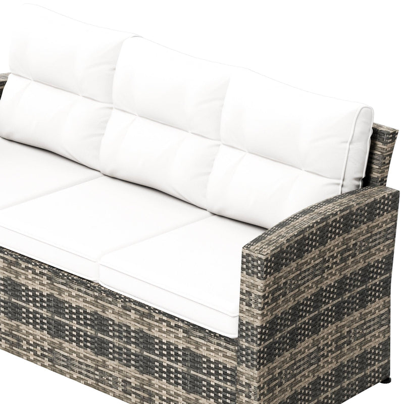Maldives 2-Piece Set Outdoor Patio Sofa with Storage Side Table Included Brown PE Rattan - Costaelm