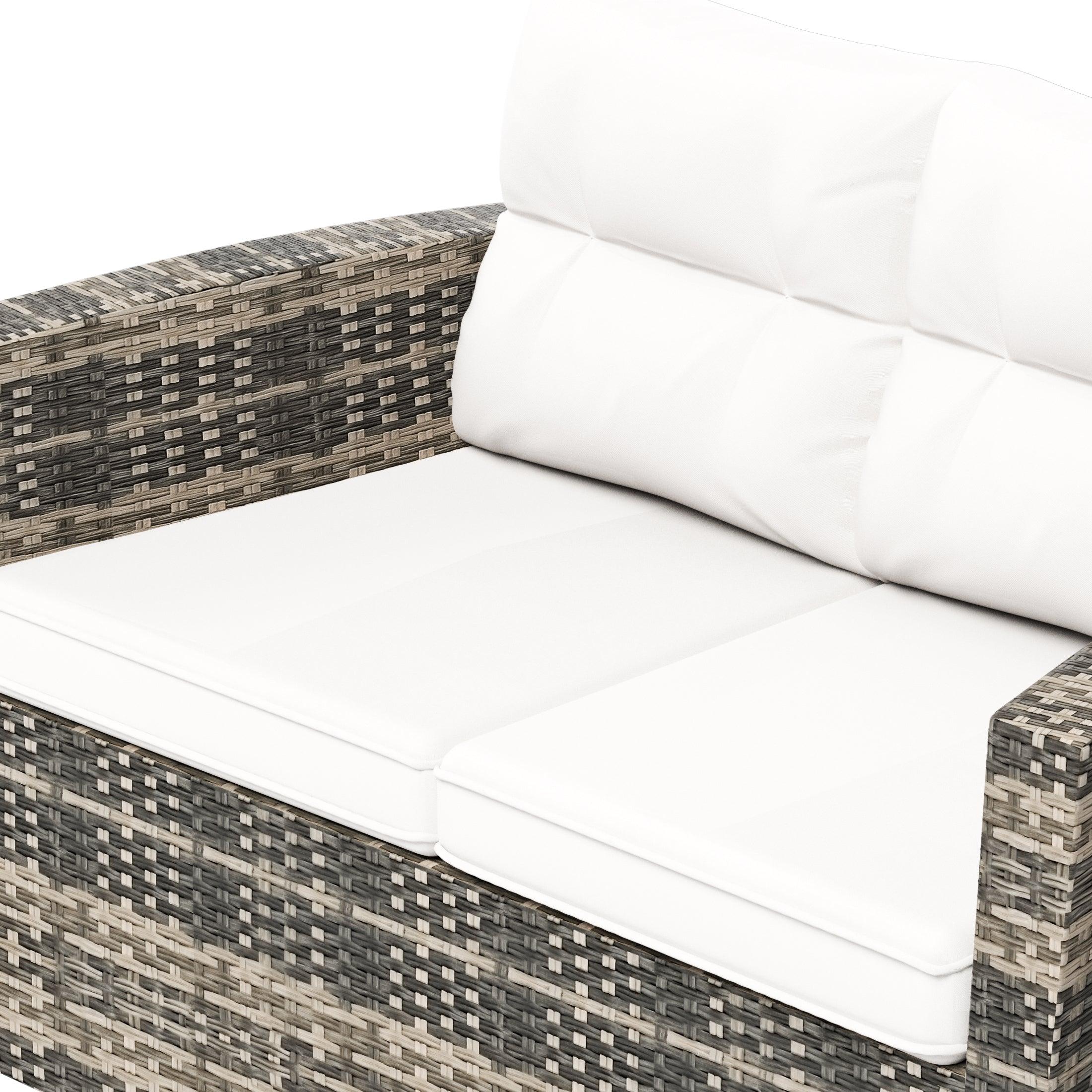 Maldives 2-Piece Set Outdoor Patio Sofa with Storage Side Table Included Brown PE Rattan - Costaelm