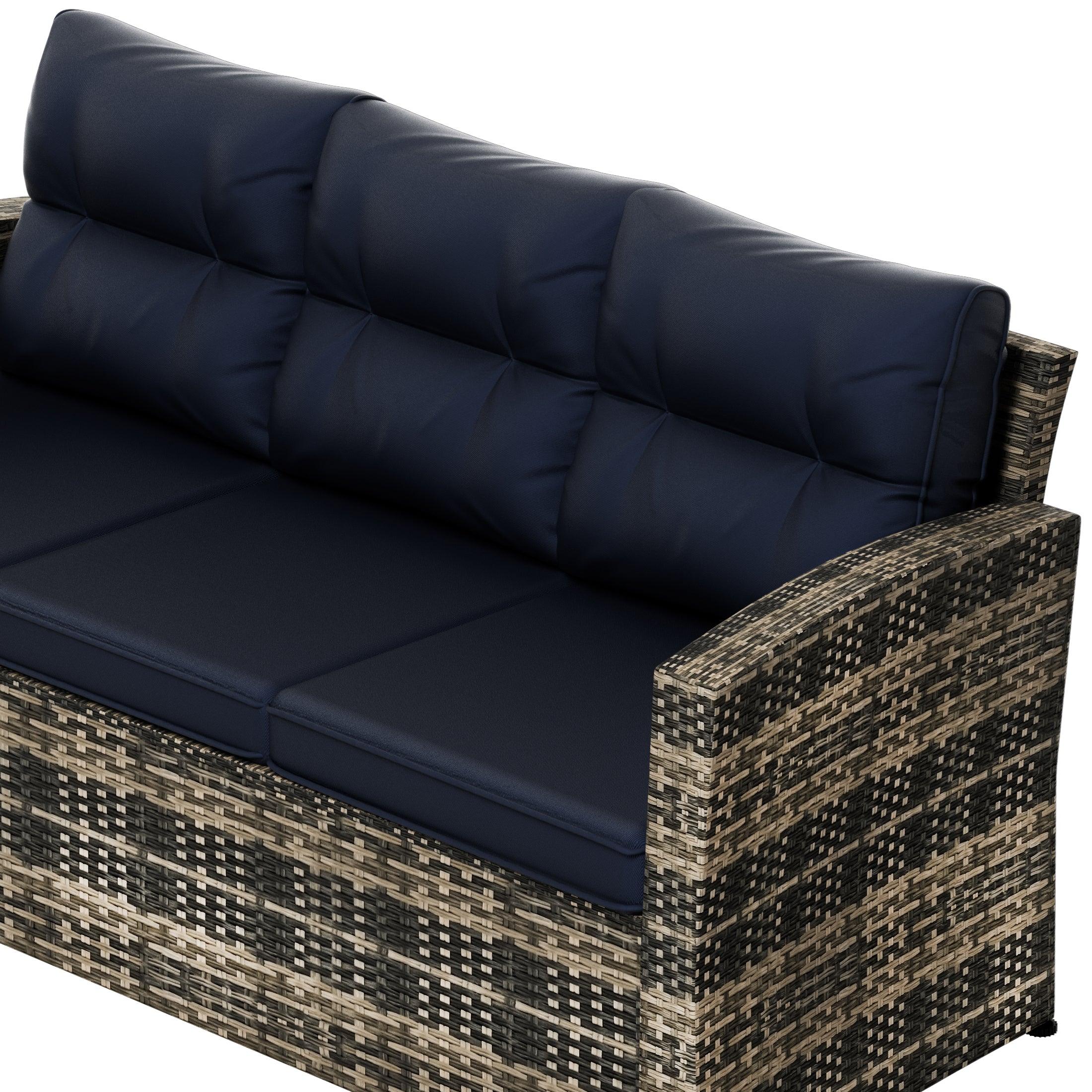 Maldives 2-Piece Set Outdoor Patio Sofa with Storage Side Table Included Brown PE Rattan - Costaelm