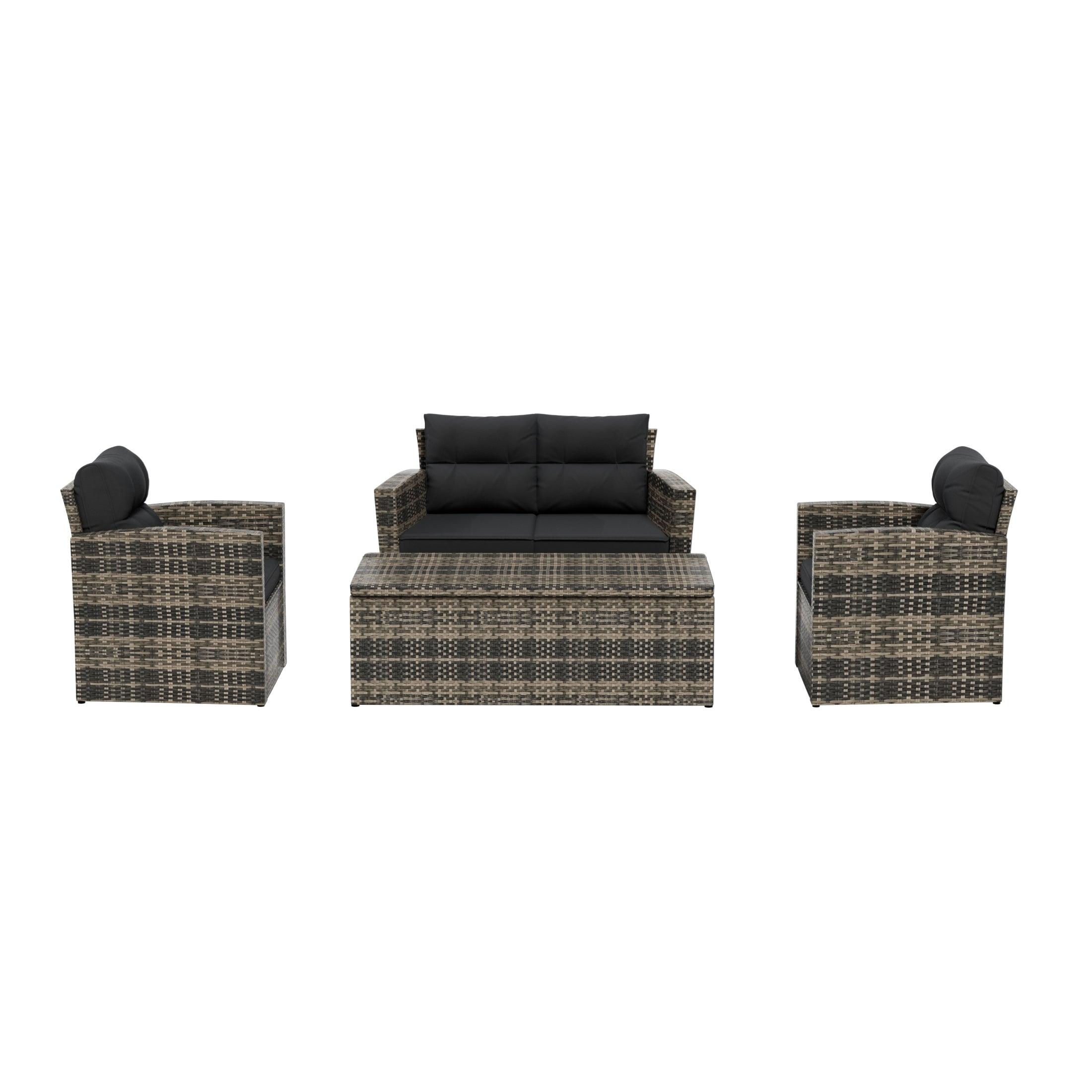 Maldives 4-Piece Outdoor Patio Conversation Set Brown PE Rattan Wicker - Costaelm