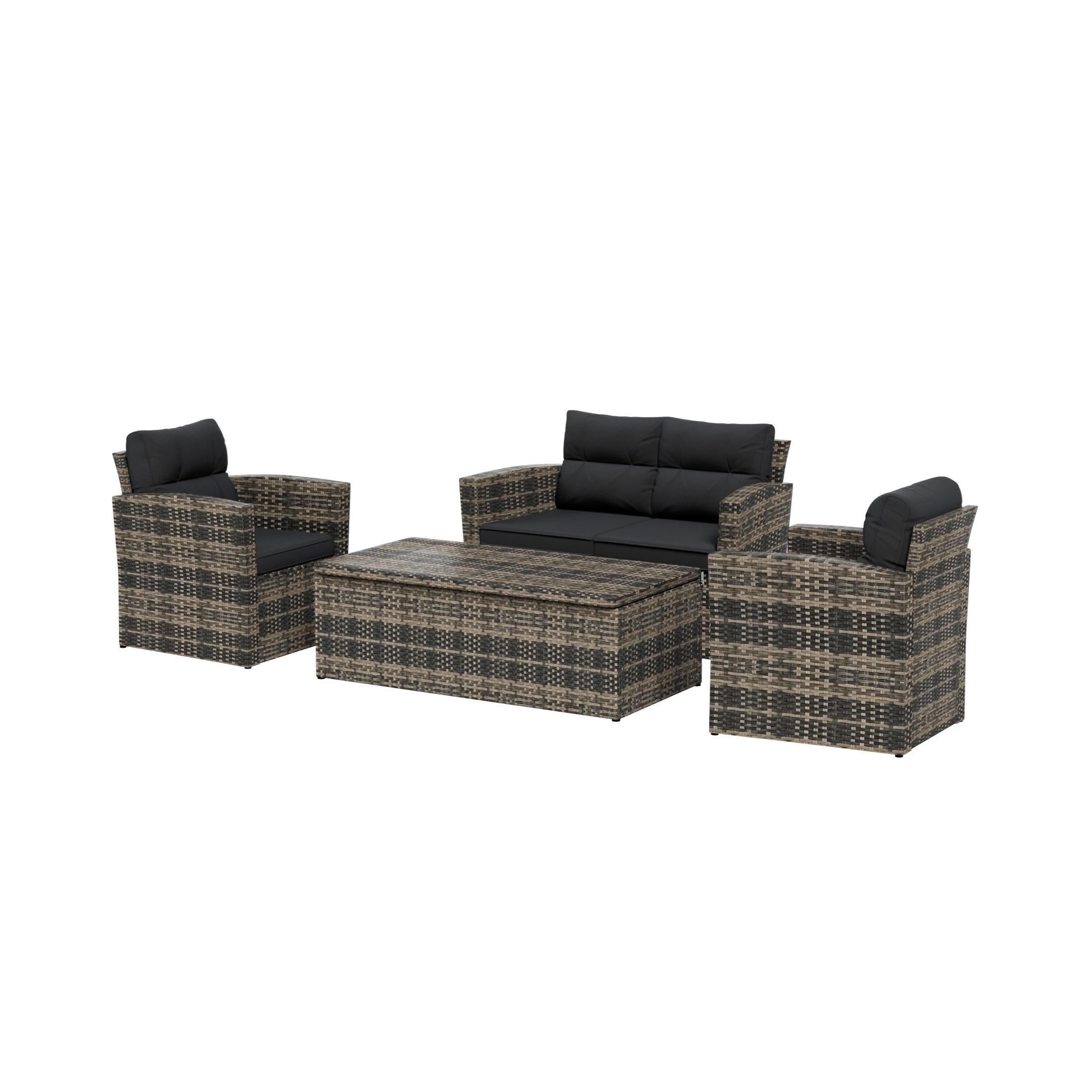 Maldives 4-Piece Outdoor Patio Conversation Set Brown PE Rattan Wicker - Costaelm