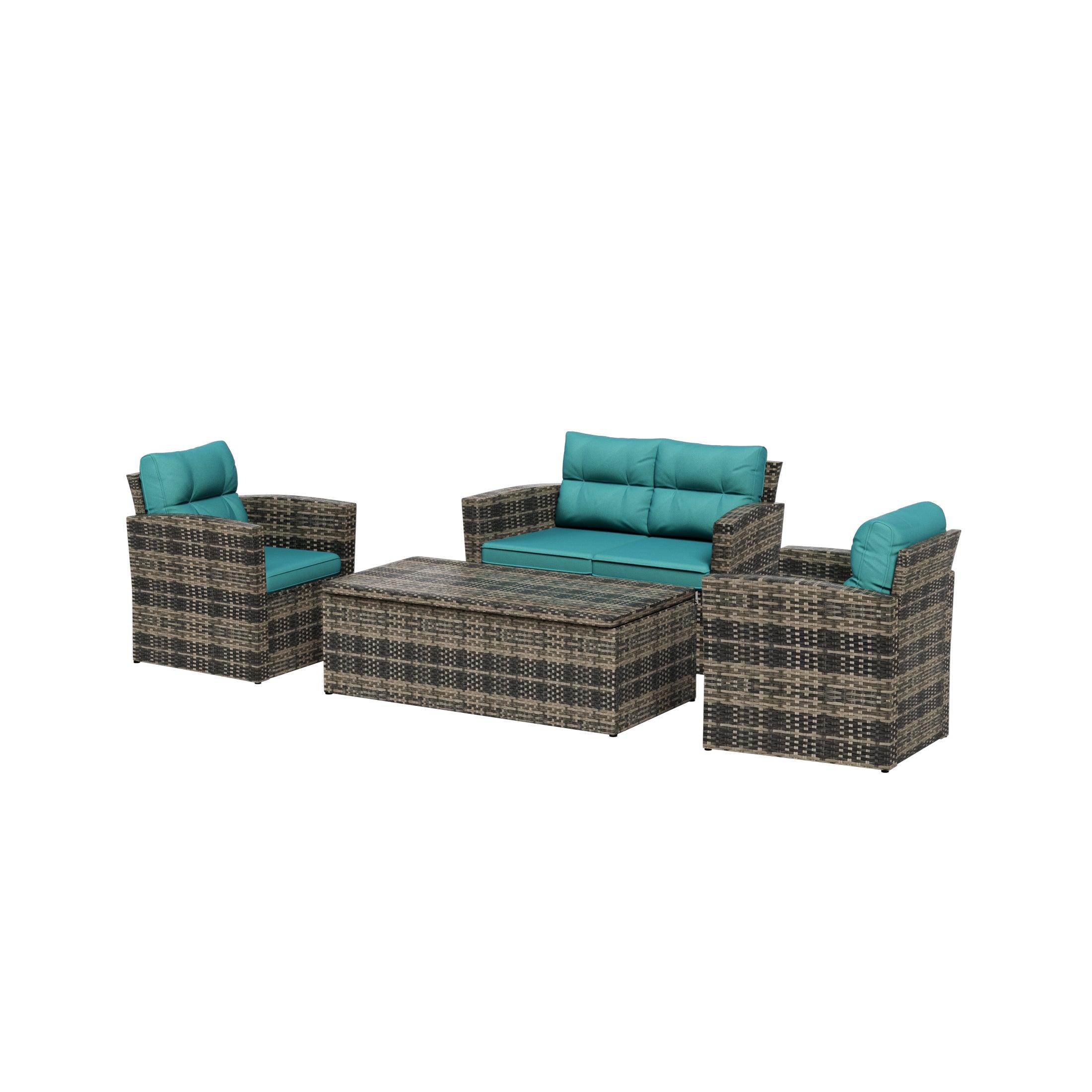 Maldives 4-Piece Outdoor Patio Conversation Set Brown PE Rattan Wicker - Costaelm