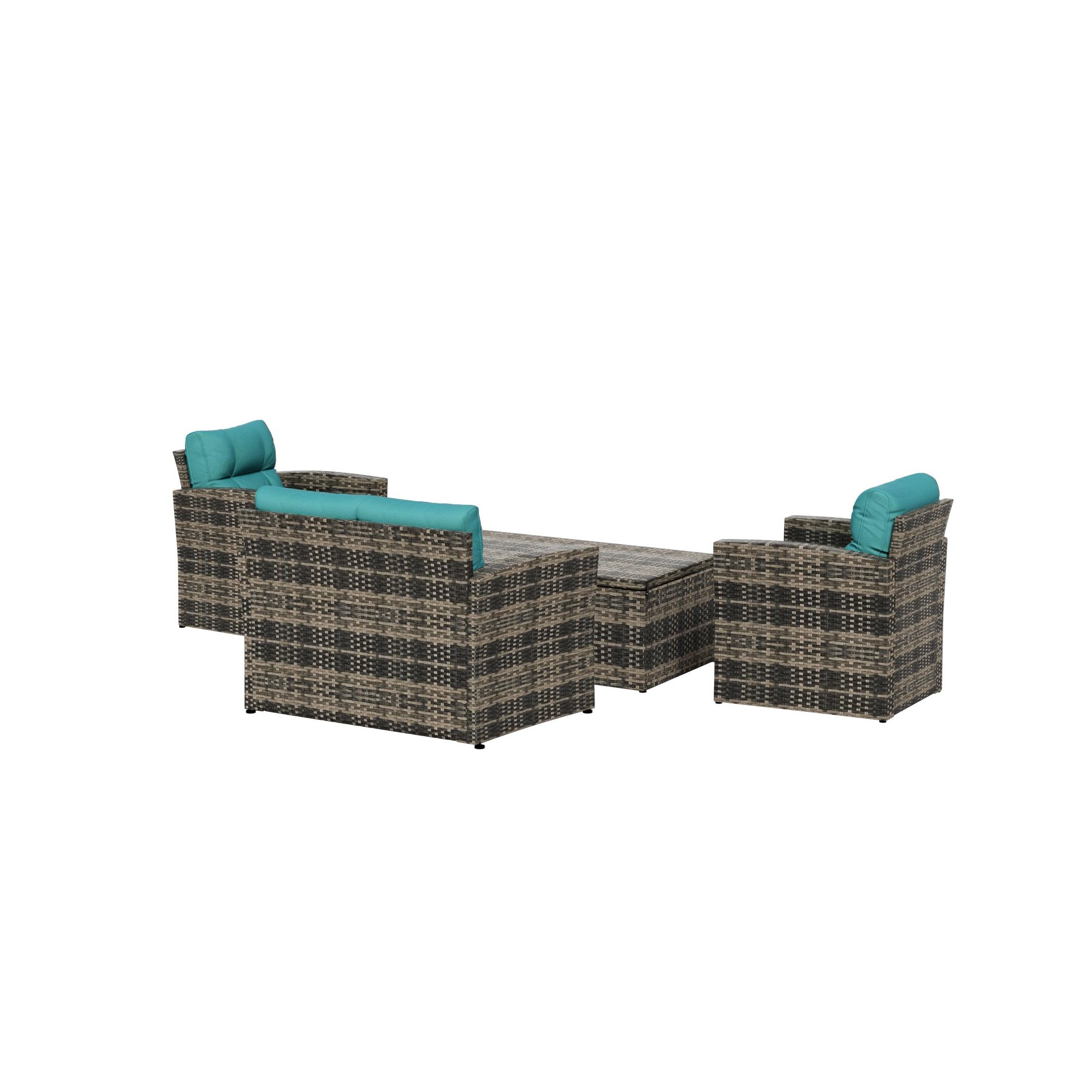 Maldives 4-Piece Outdoor Patio Conversation Set Brown PE Rattan Wicker - Costaelm