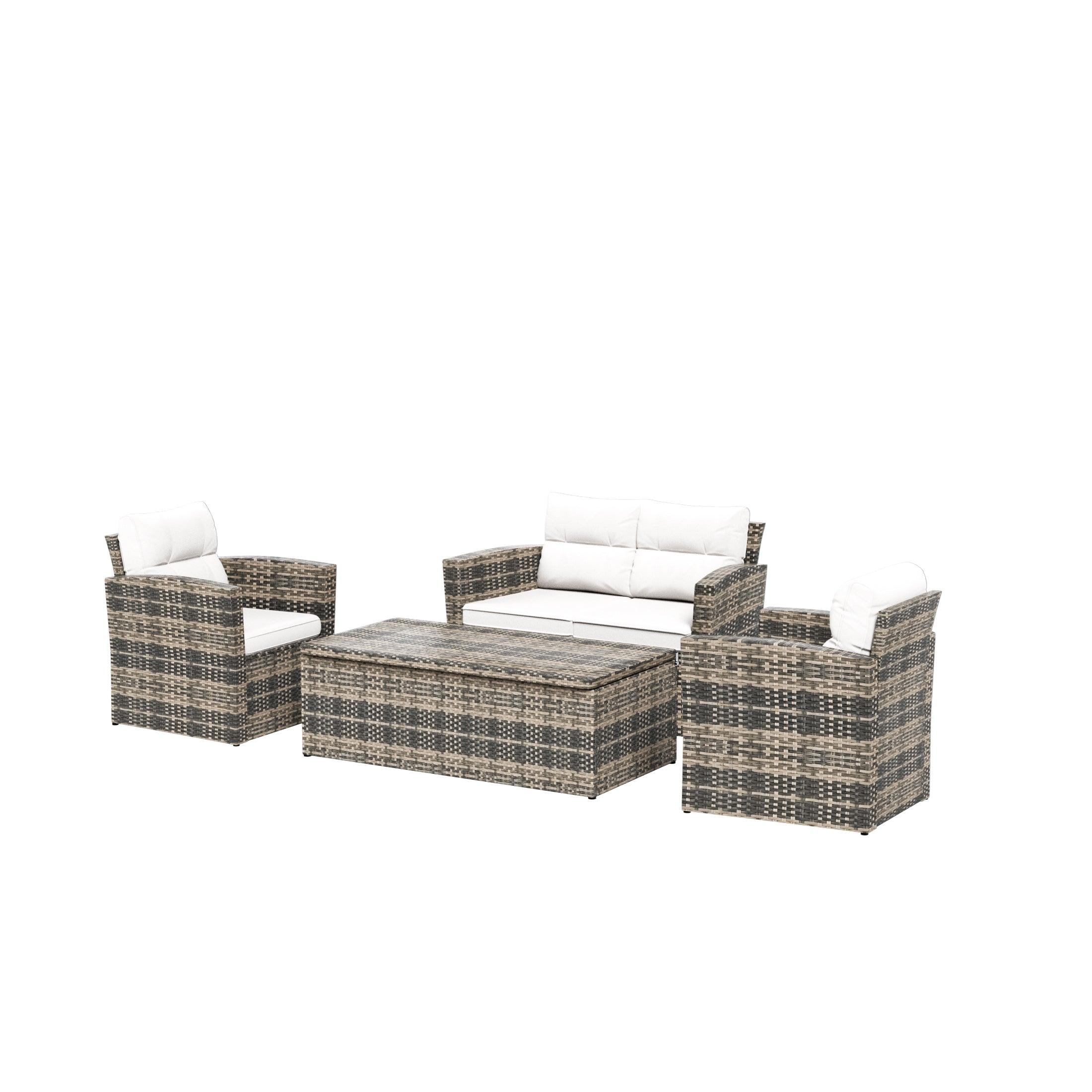 Maldives 4-Piece Outdoor Patio Conversation Set Brown PE Rattan Wicker - Costaelm