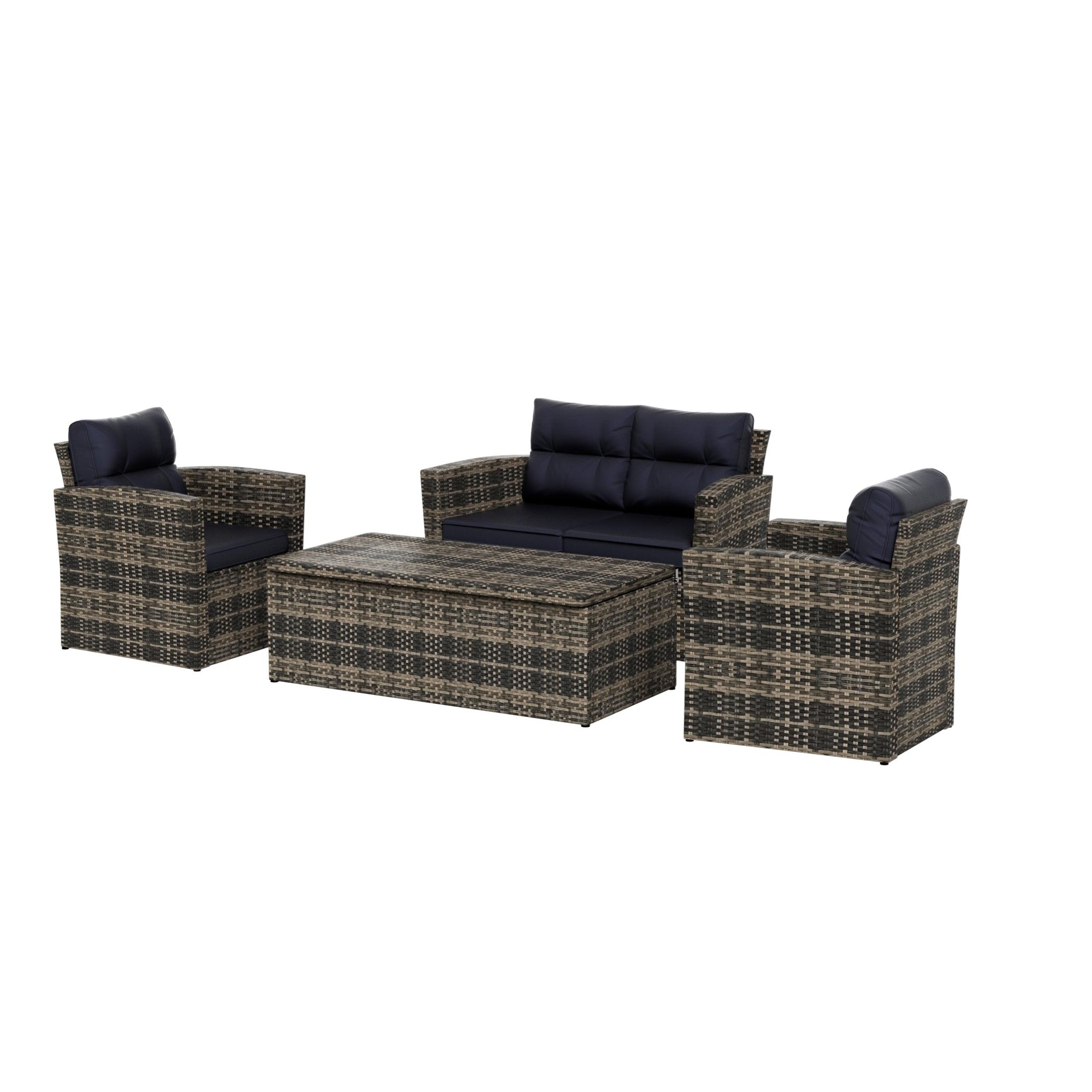 Maldives 4-Piece Outdoor Patio Conversation Set Brown PE Rattan Wicker - Costaelm