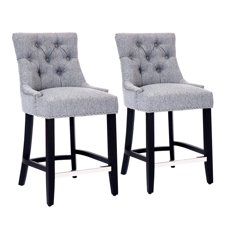 Bellmount 24" Upholstered Tufted Wingback Counter Stool (Set of 2) - Costaelm