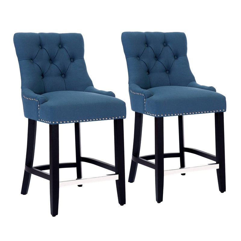 Bellmount 24" Upholstered Tufted Wingback Counter Stool (Set of 2) - Costaelm