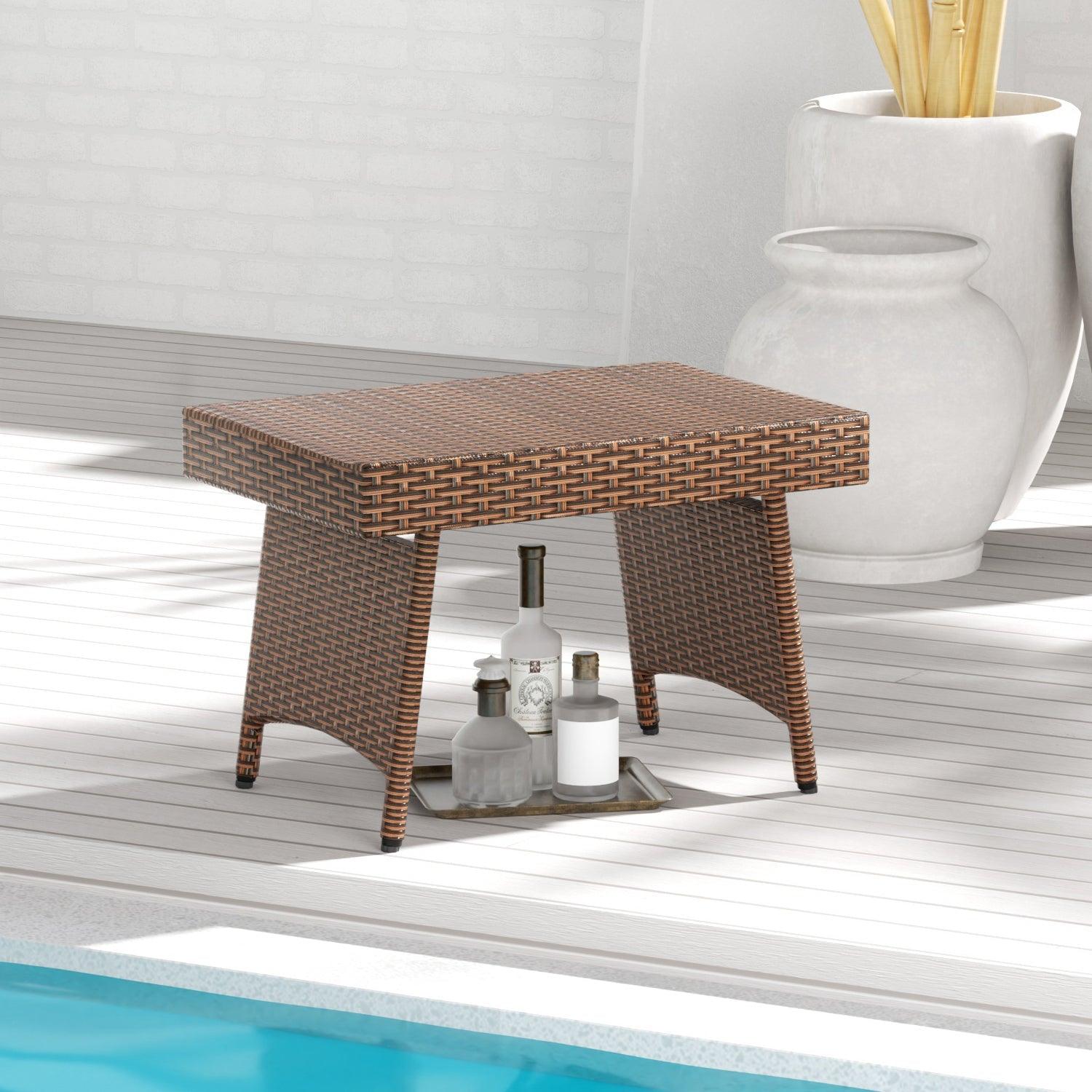 Monroe Outdoor Wicker Rattan Foldable Side Table - Costaelm