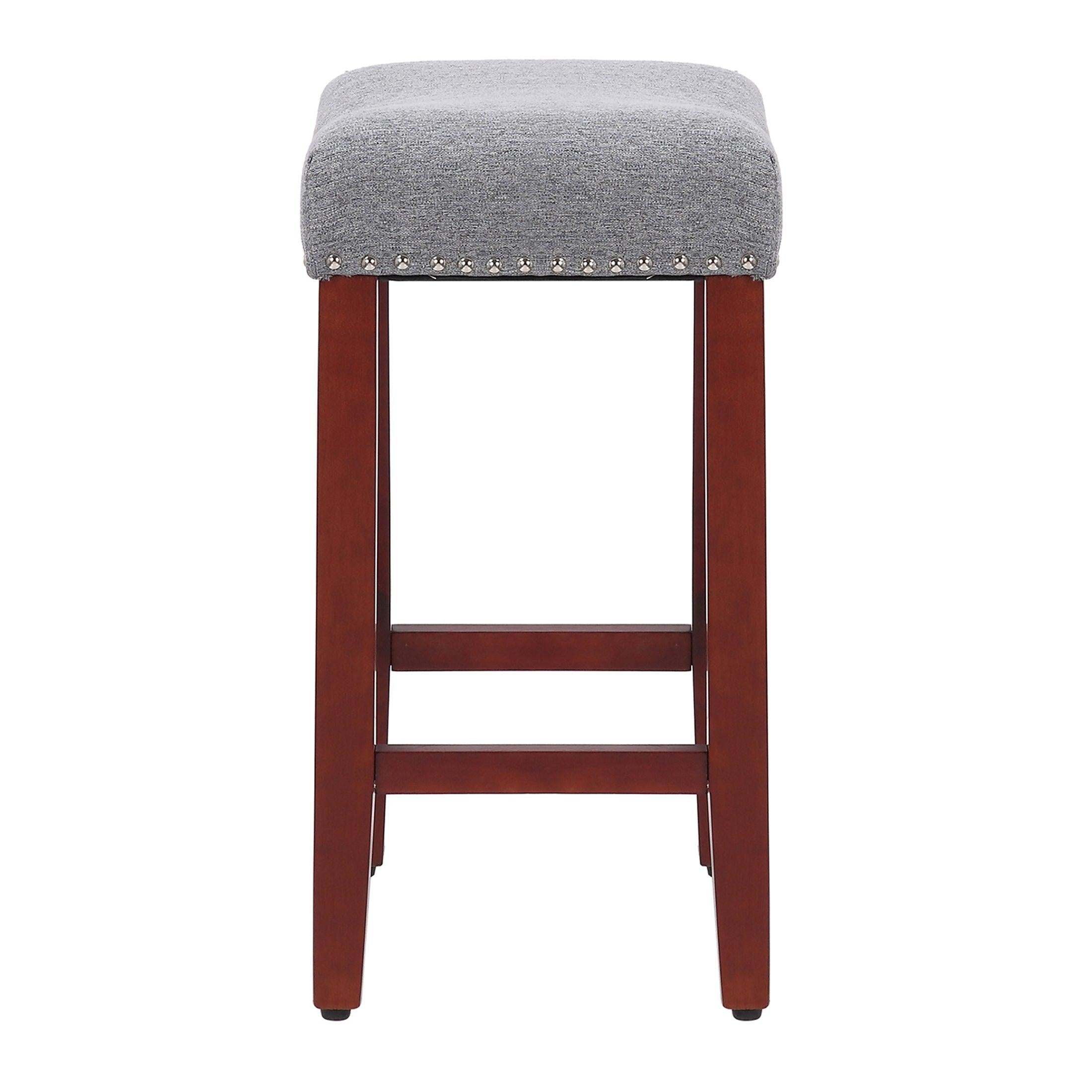 Sierra 24" Upholstered Saddle Seat Bar Stool, Cherry/Gray