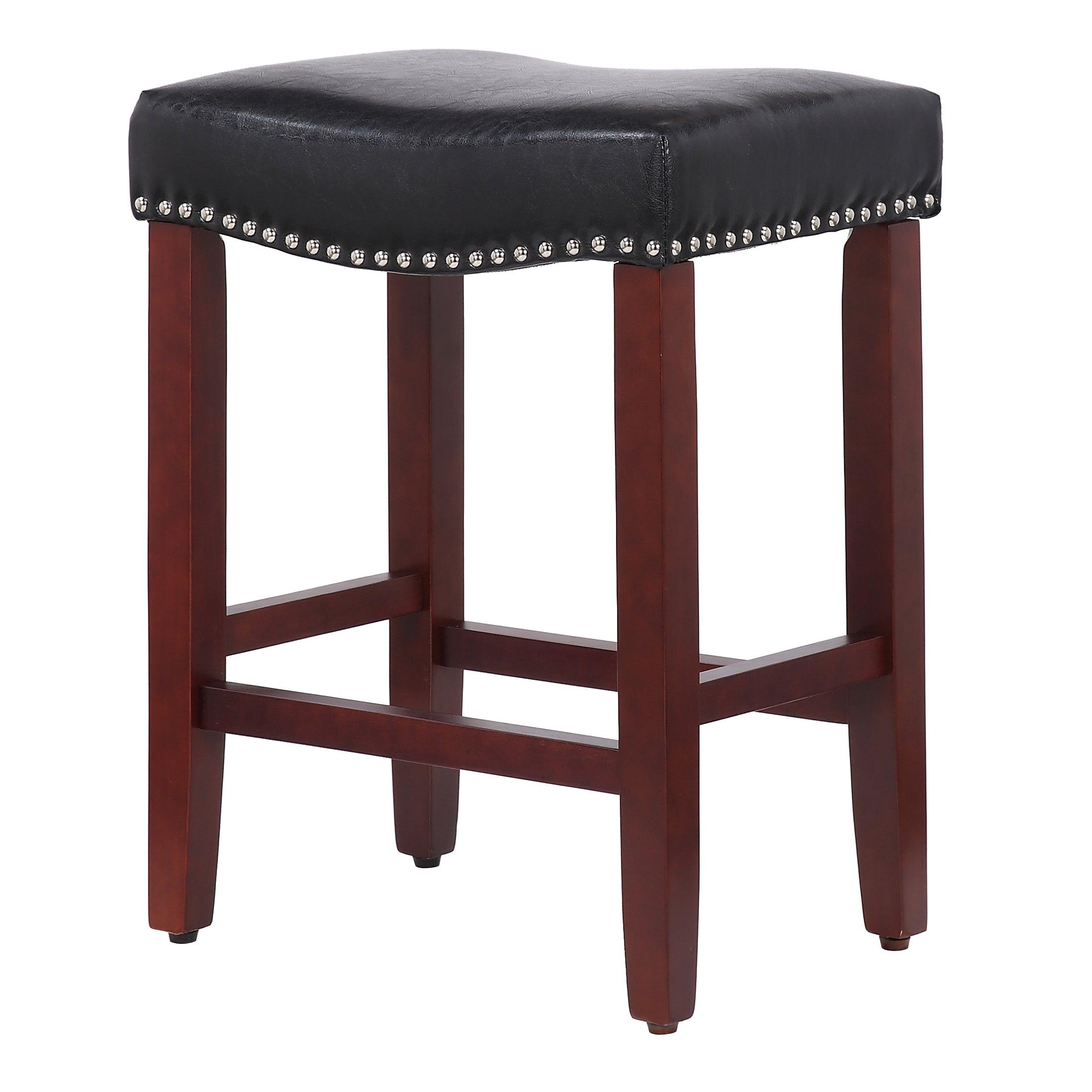 Bulmon 24" inch Upholstered Bar Stool with Nailhead Trim - Costaelm