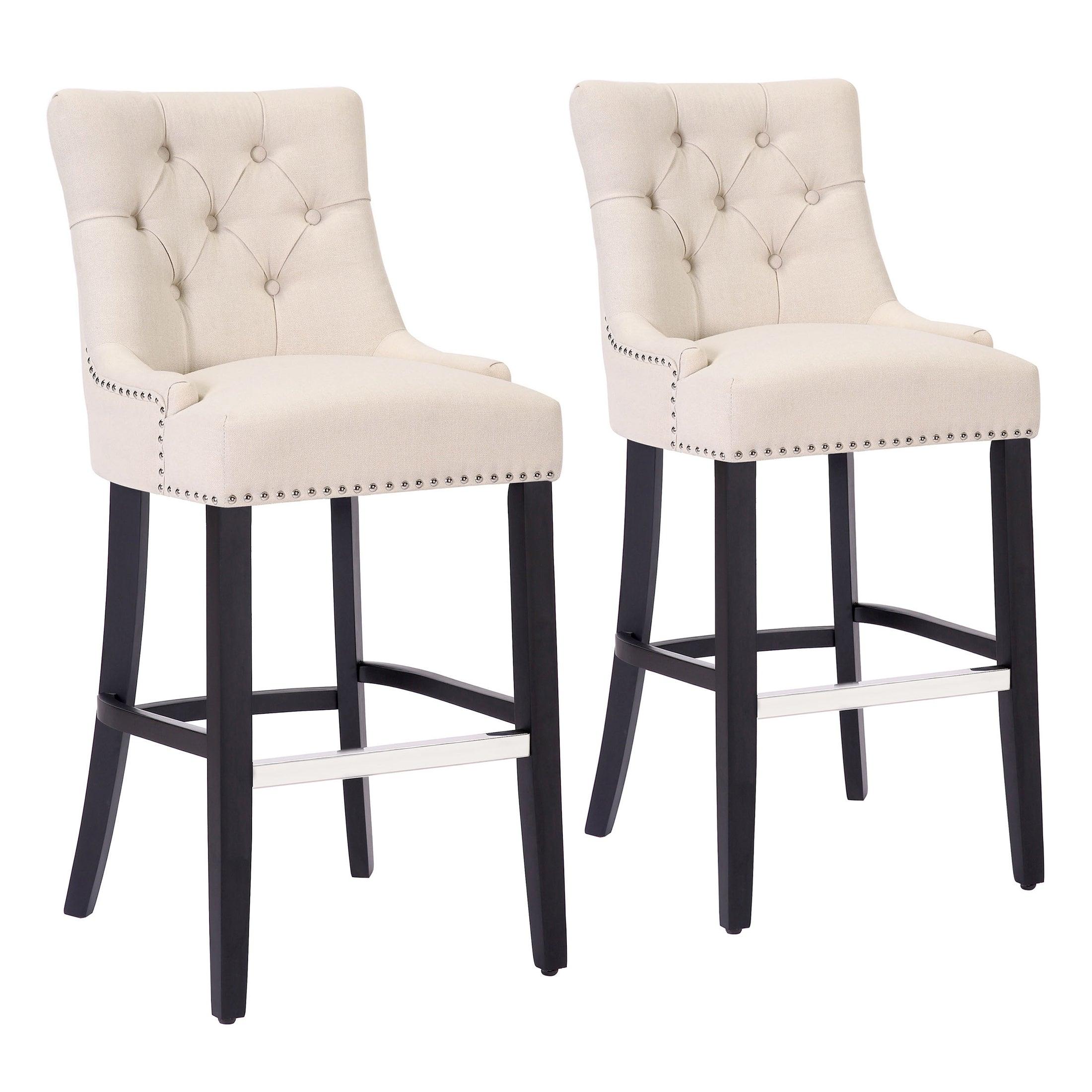 Bellmount 29" Upholstered Tufted Wingback Bar Stool (Set of 2) - Costaelm